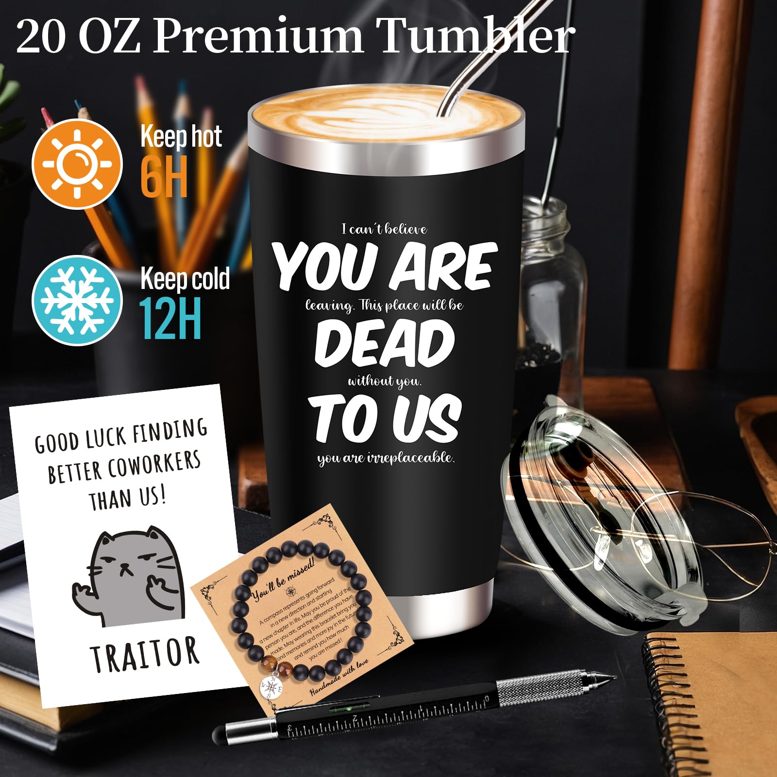 SIXVALA Coworker Leaving Gifts: 20 Oz Tumbler Farewell Basket for Colleagues, Boss, Teacher & Friends