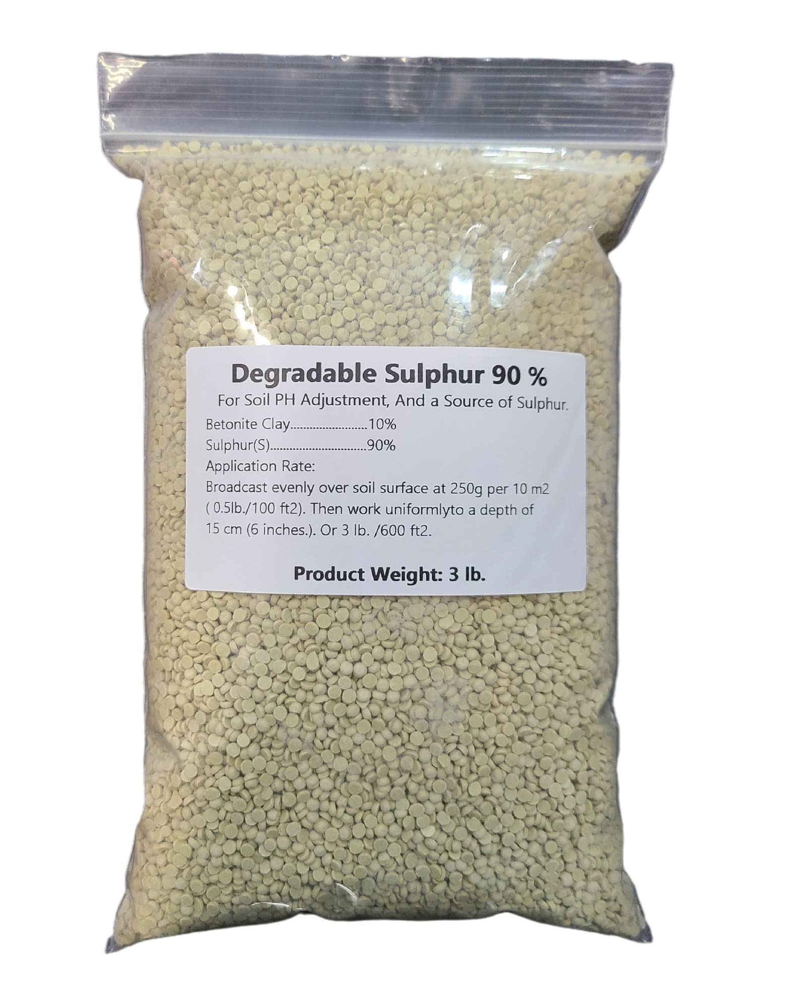 Sulfur Pellets 90% - Degradable Sulphur for Soil pH Adjustment and Sulphur Source, Lower Soil pH for Acid-Loving Plants (3 LB)