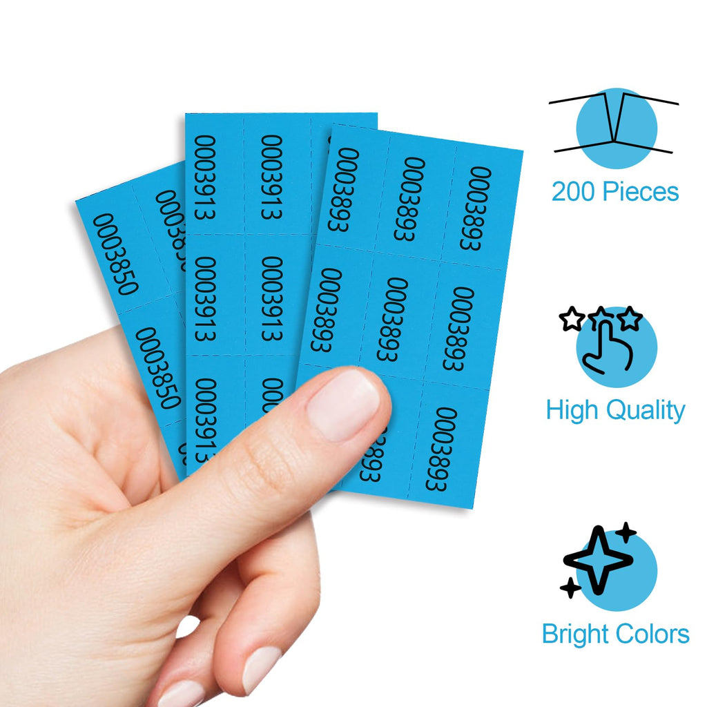 200 Sheets Raffle Tickets with Numbers Blue Chinese Auction Tickets Silent Ticket Raffle Basket Tickets 4"×9" for Blue Drink Party Carnival Fundraiser Auctions