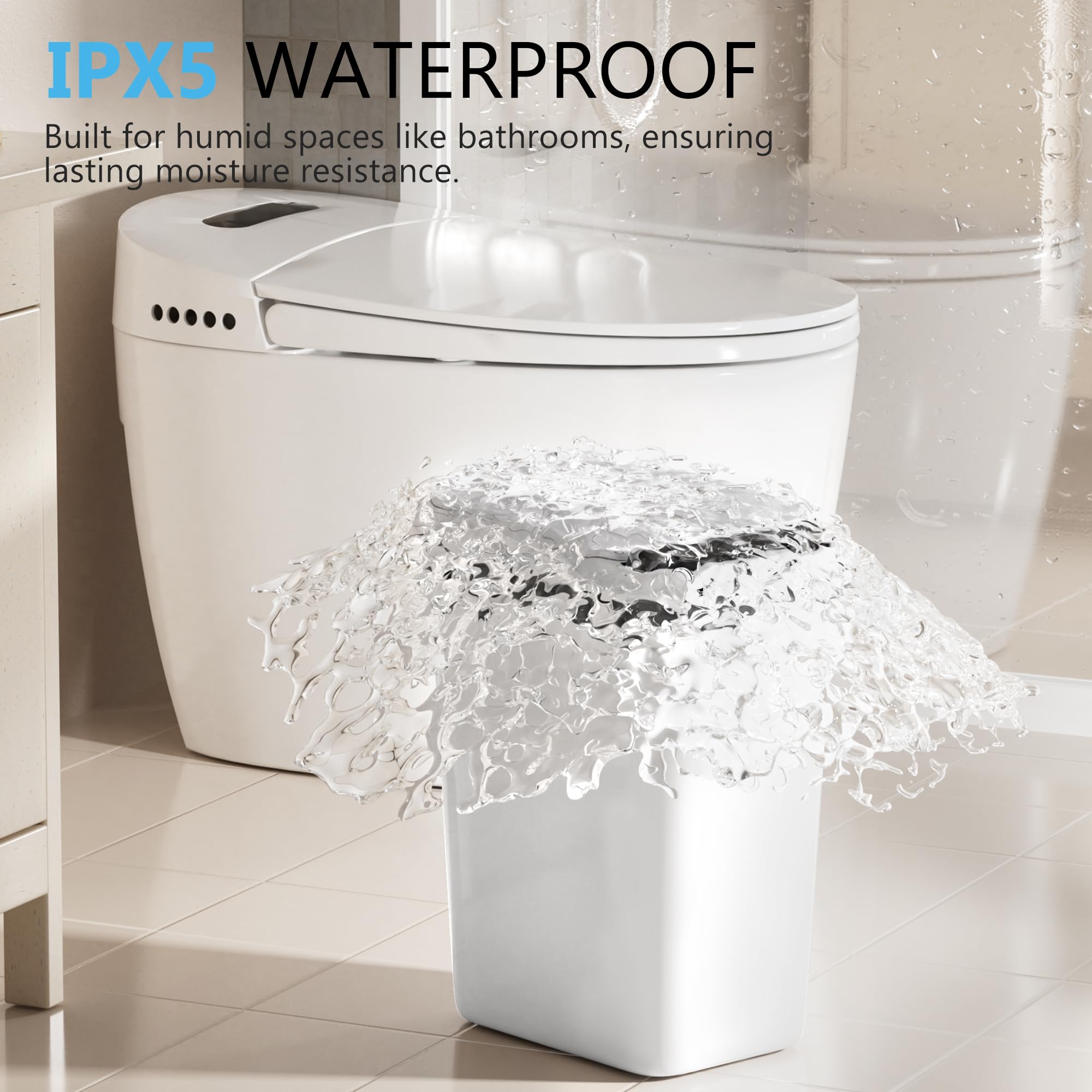 Bathroom Trash Can with Lid Touchless Automatic Garbage Can, 2.6 Gallon Slim Waterproof Motion Sensor Smart Trash Can, Small Plastic Trash Bin for Bedroom, Living Room