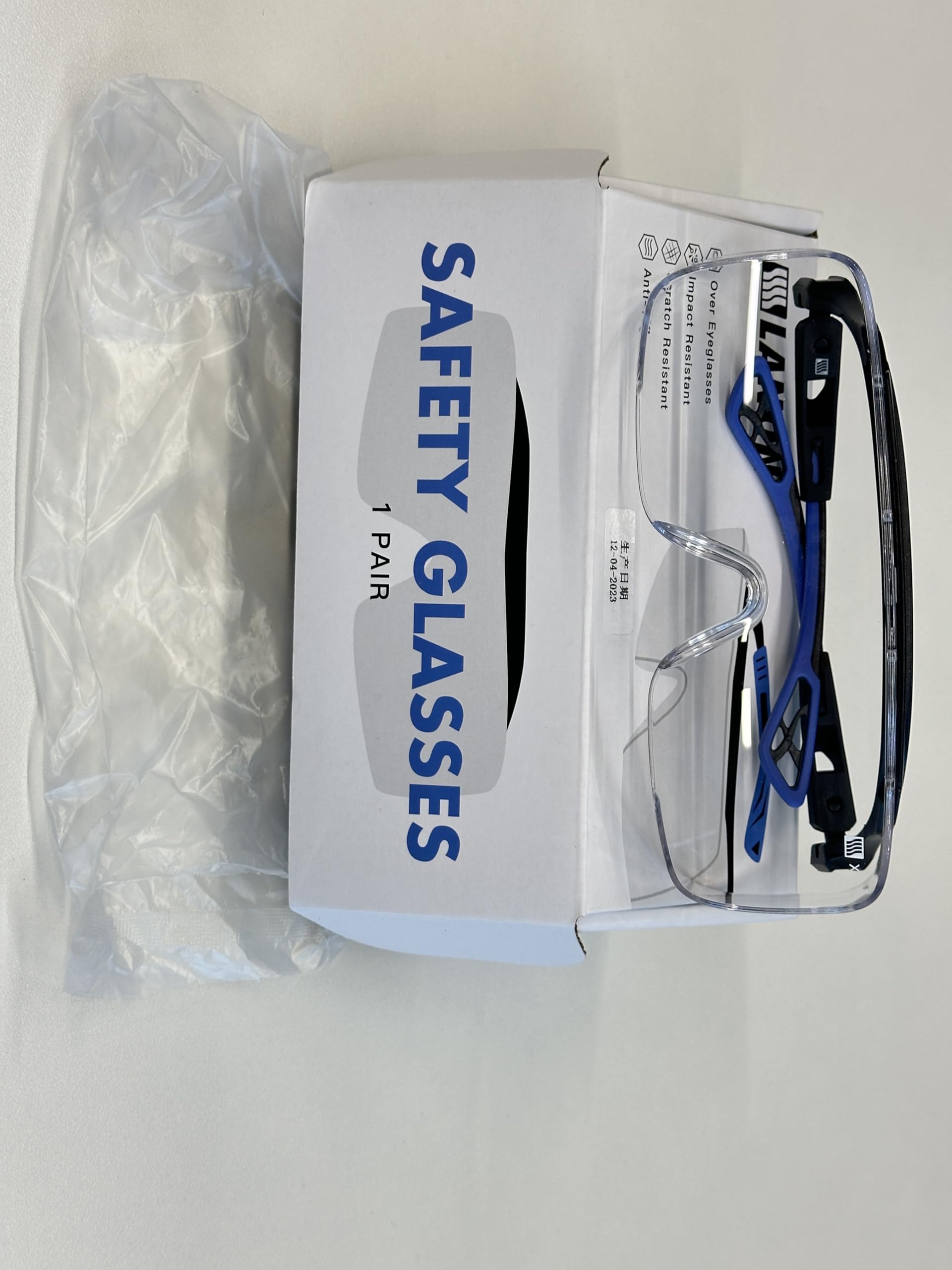 LANON Safety Glasses Over Glasses,ANSI Z87.1 Lenses with Anti-Fog & Scratch,Side Protection, High Transmission, Adjustable Protective Eyewear Goggles