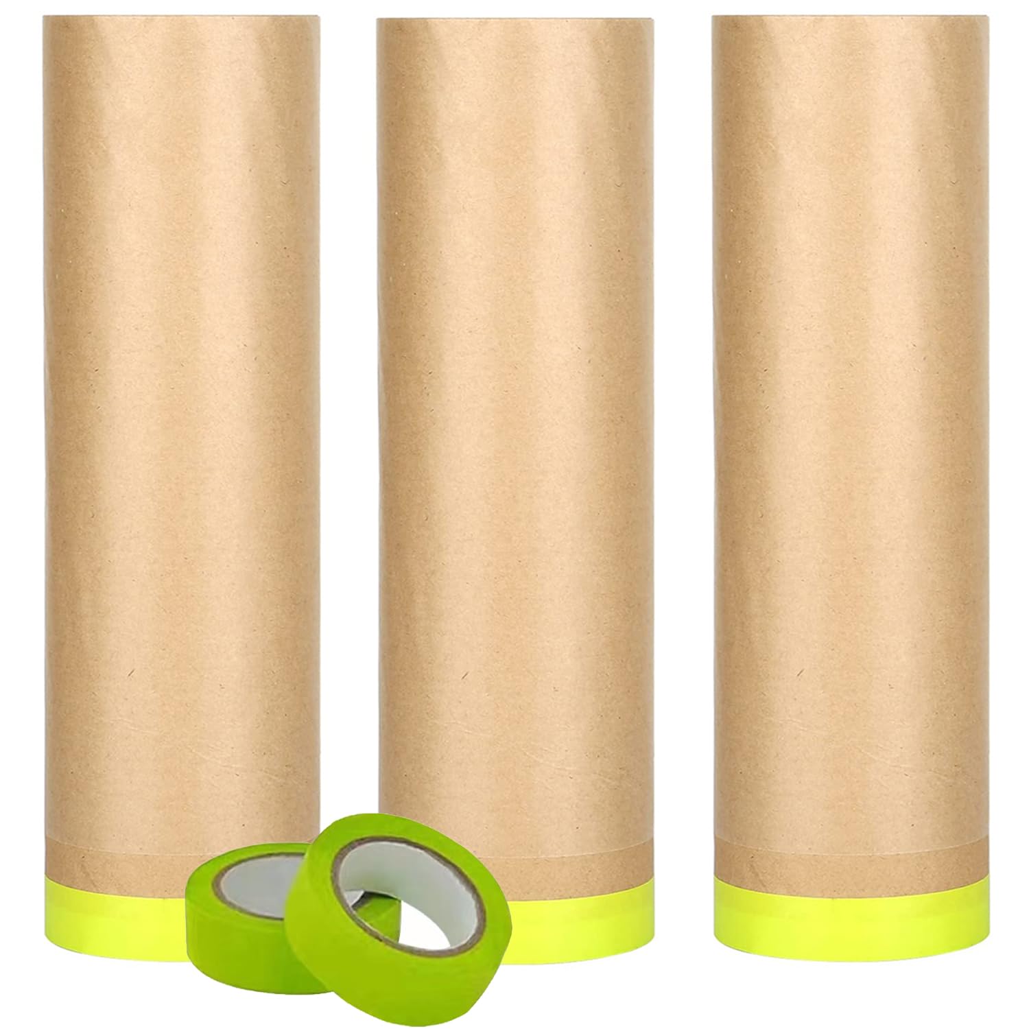 Pre-Taped Masking Paper for Painting-18 inch x 50 feet Tape and Drape for Painting, Painters Paper for Automotive Paint Masking, Floor Protection,Wall Covering