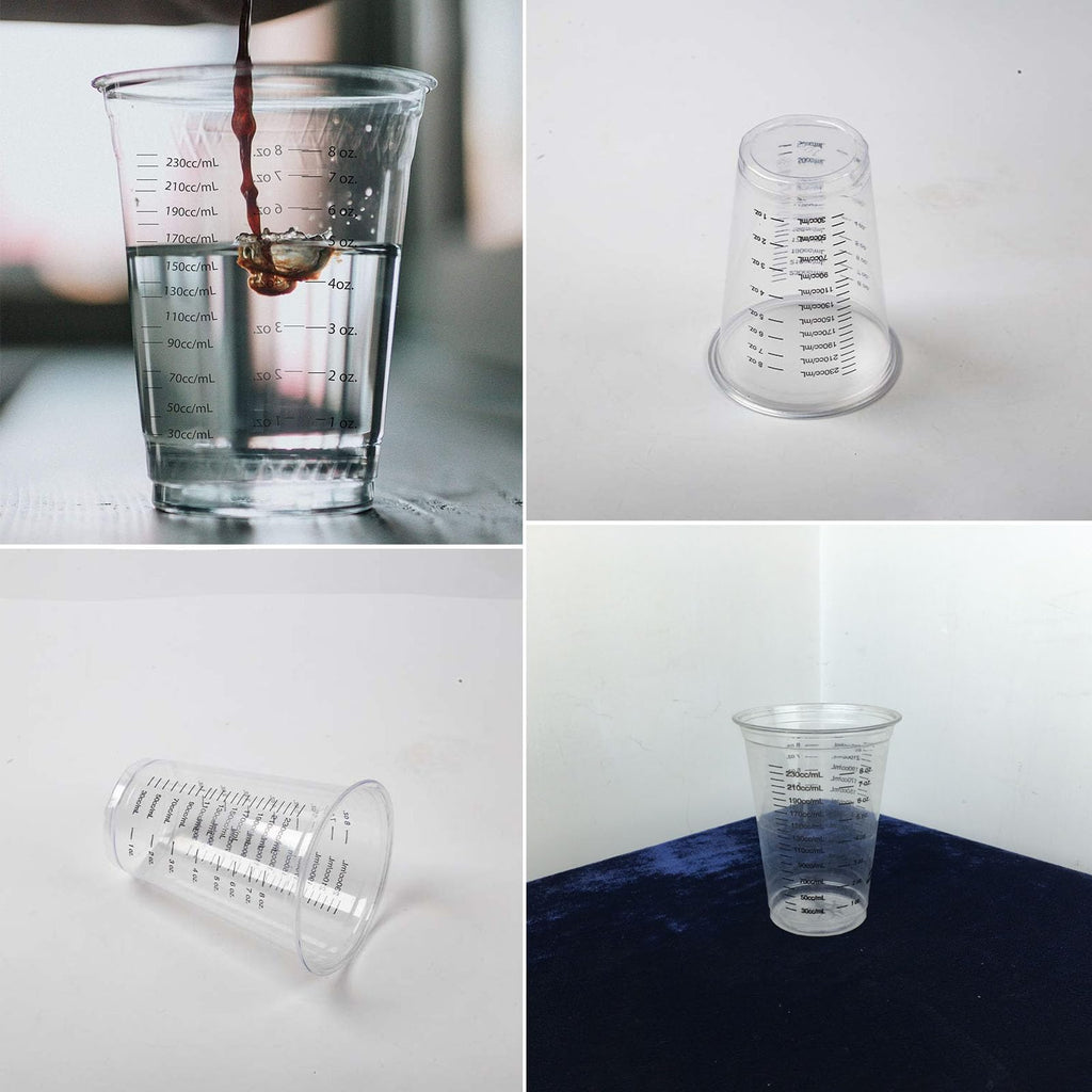 JIAYUYUARPY 60 Pack 8 Oz Disposable Graduated Clear Cups. Resin Mixing Cups for Epoxy Resin, Plastic Measuring Cups,Liquid Measuring Cups,Dry Measuring Cups,Baking Supplies