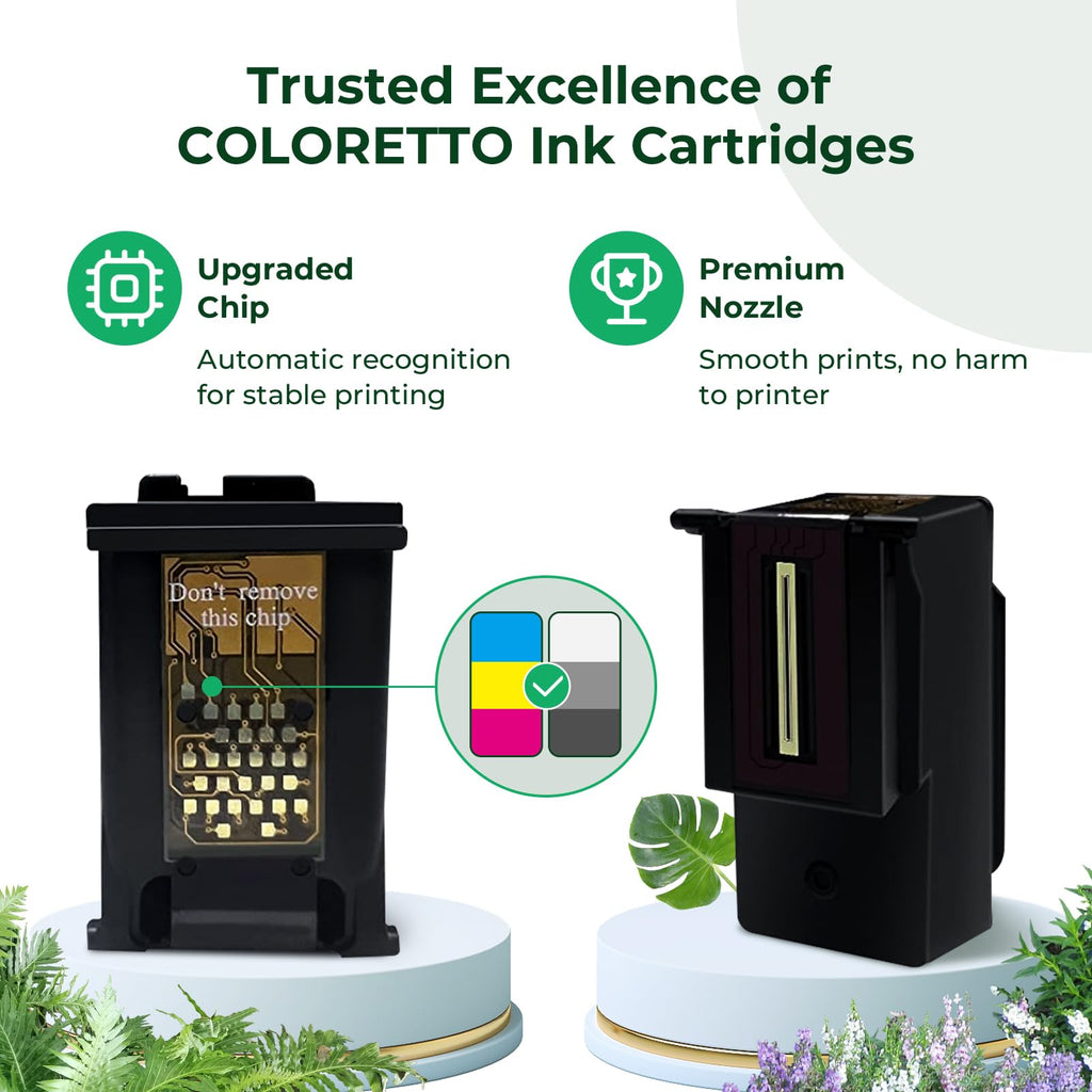COLORETTO 61XL Black Ink Cartridges for HP Envy 4500 Ink Envy 5530 5531 4501 4502 Officejet 4630 4632 2620 2621 Deskjet 1000 1010 2512 2540 2542 Printer Remanufactured hp 61 XL hp61 xl61 Noir 2-Pack