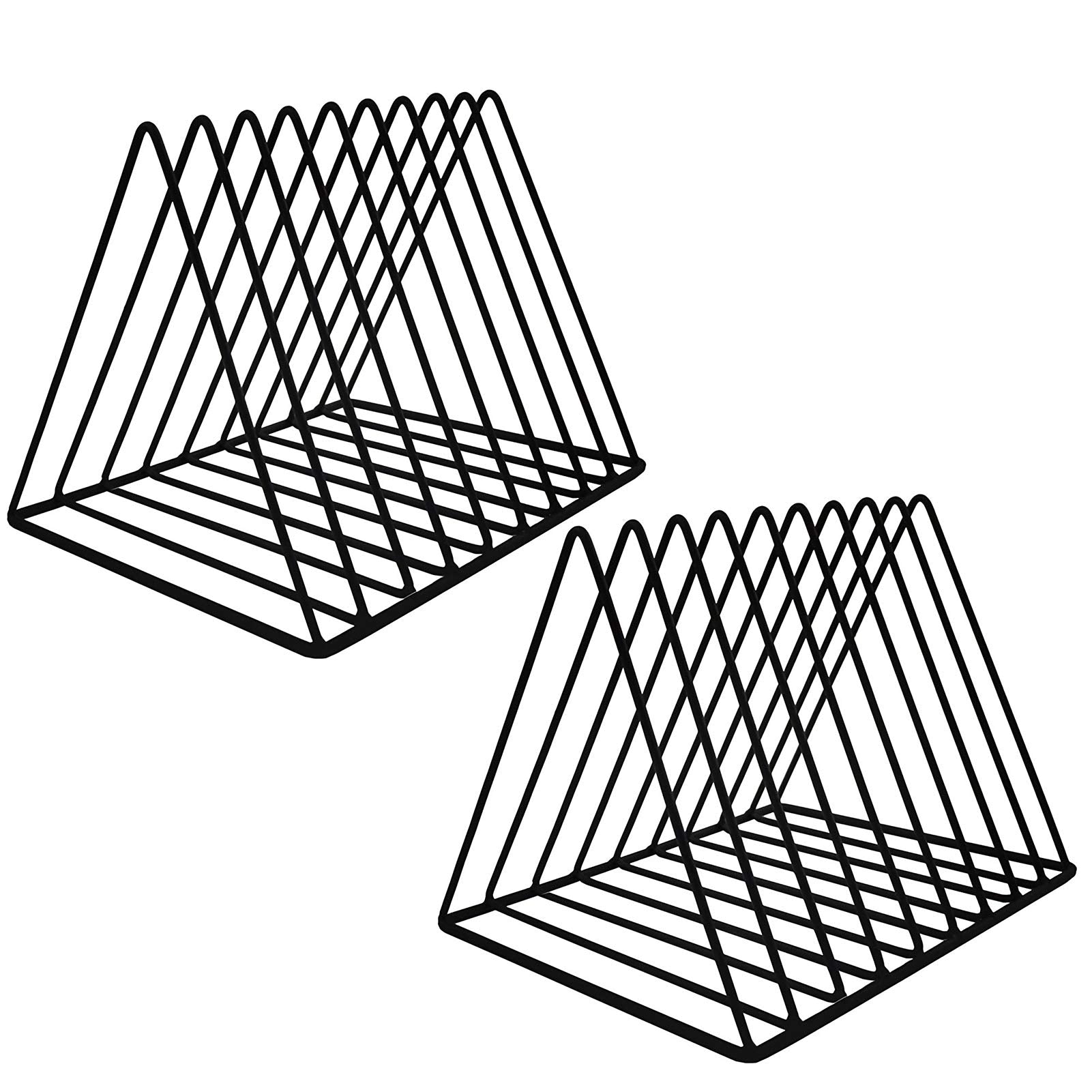 EASEPRES 9 Slot Mesh Magazine Rack Book Record Holder, Desktop Iron Storage Rack Bookshelf Multifunction Triangle Wire File Organizer Sorter for Decor Home Office, Black Pack of 2