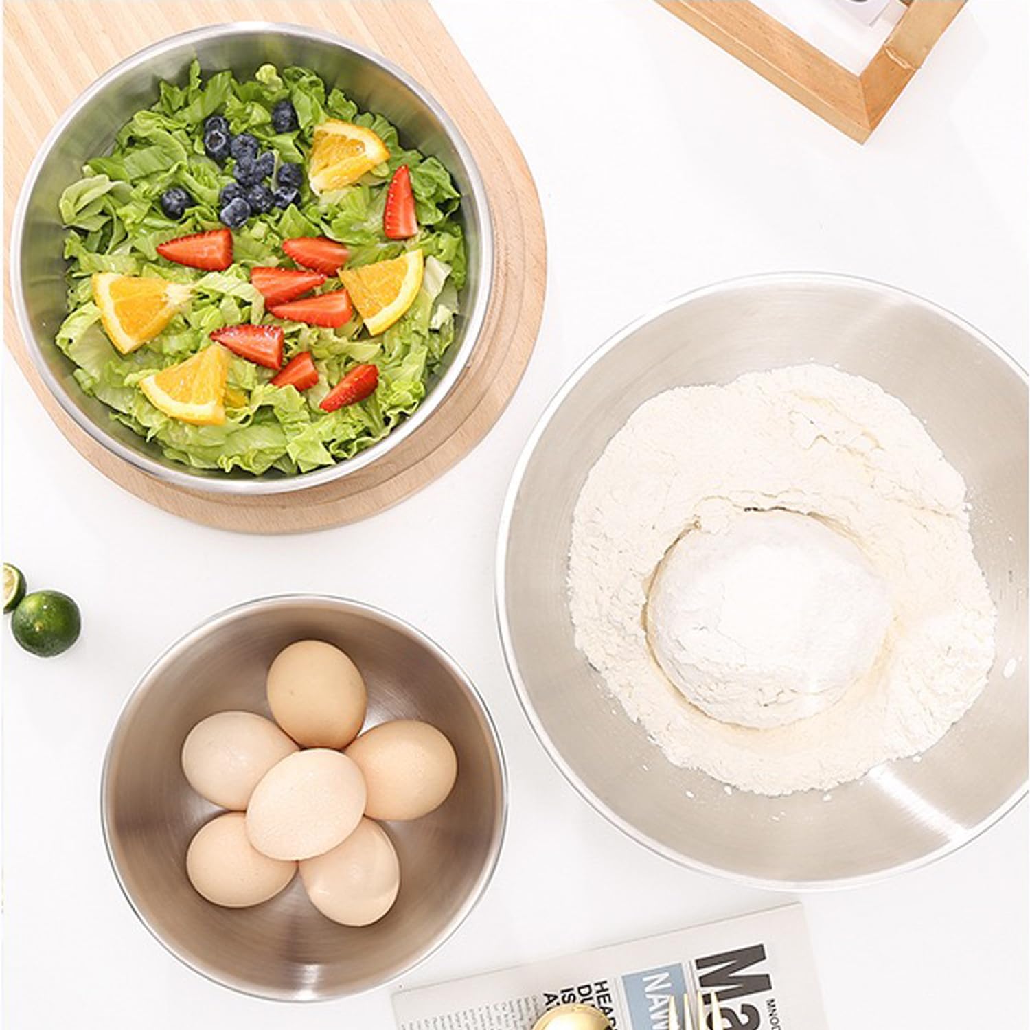 WANBY Stainless Steel Bowls Metal Lightweight Unbreakable Dinner Bowls Set Non-Toxin Dishwasher Safe BPA Free and Healthy (8 Pack 28Oz)