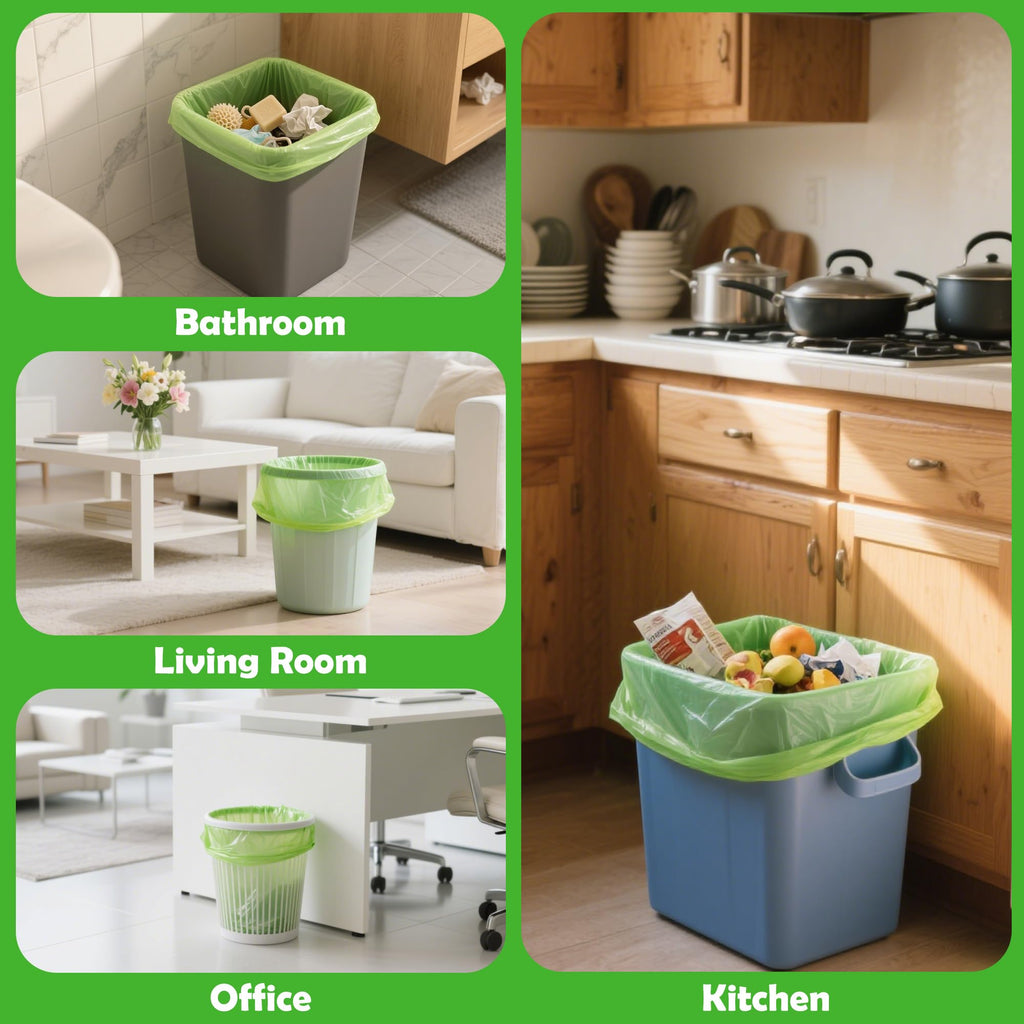 4-6 Gallon Biodegradable Garbage Bags - Thicken Bathroom Small Compost Bags with Tear & Leak Resistant, Unscented Wastebasket Liners Recycling Trash Bags for Kitchen,Bathroom,Office, Home, 200 Counts