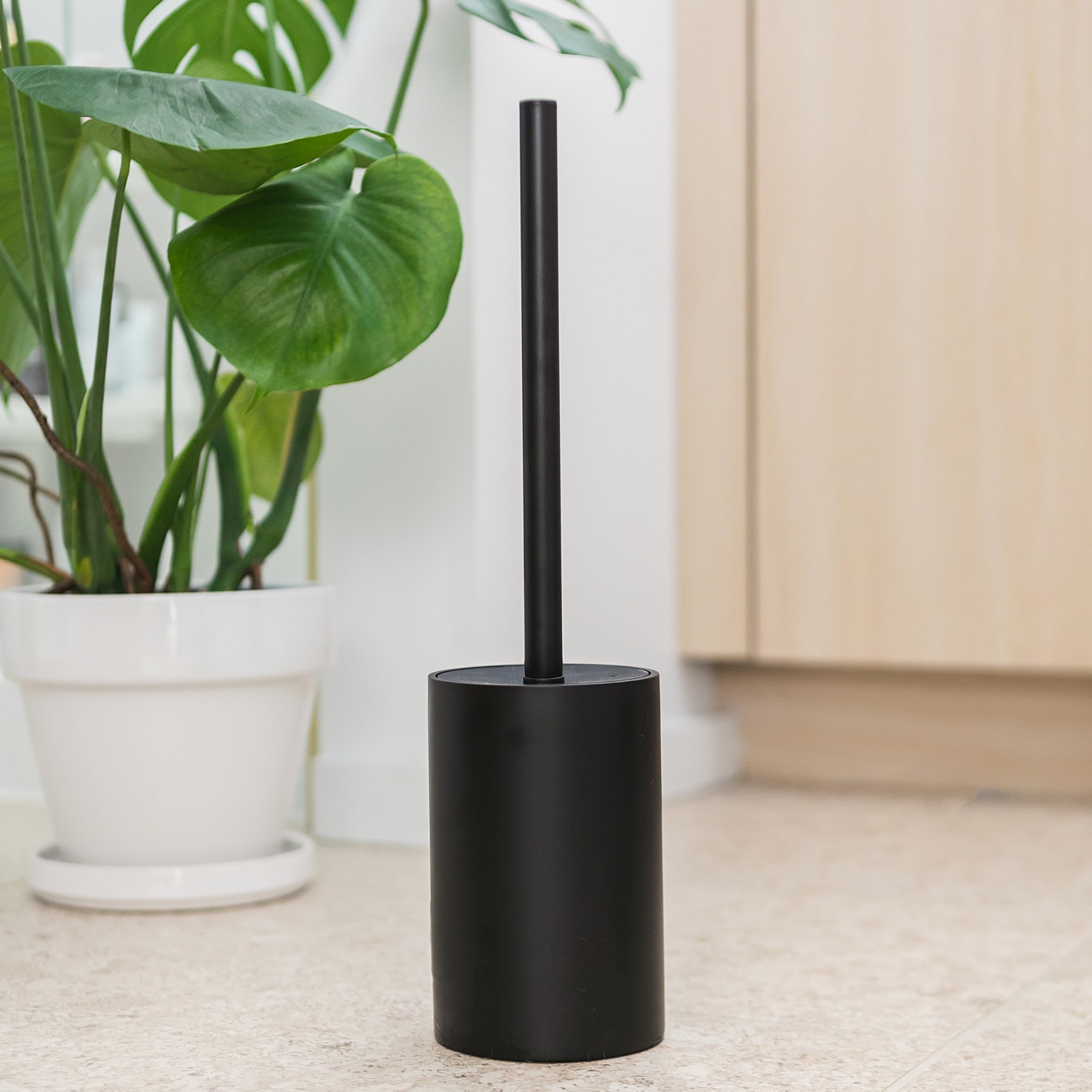 Matte Black Toilet Bowl Brush for Bathroom with Holder - Sleek Design, Sturdy, and Durable