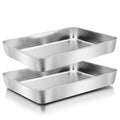 Herogo Rectangle Cake Pan Set of 2, 9 X 12 X 2 Inch Stainless Steel Baking Pan for Oven, Lasagna Brownies Casseroles Cakes Bakeware, Dishwasher Safe