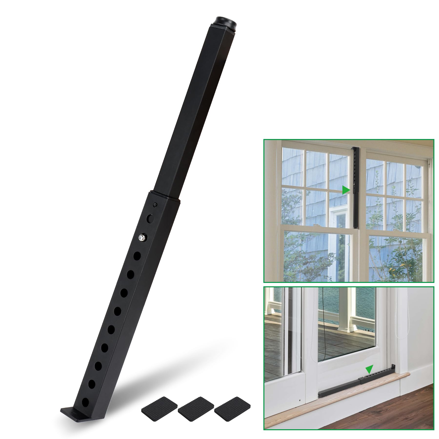 Forestchill Adjustable Window Security Bar, Extends from 10" to 18" Window Locks Bar for Inside Sliding Window, Black