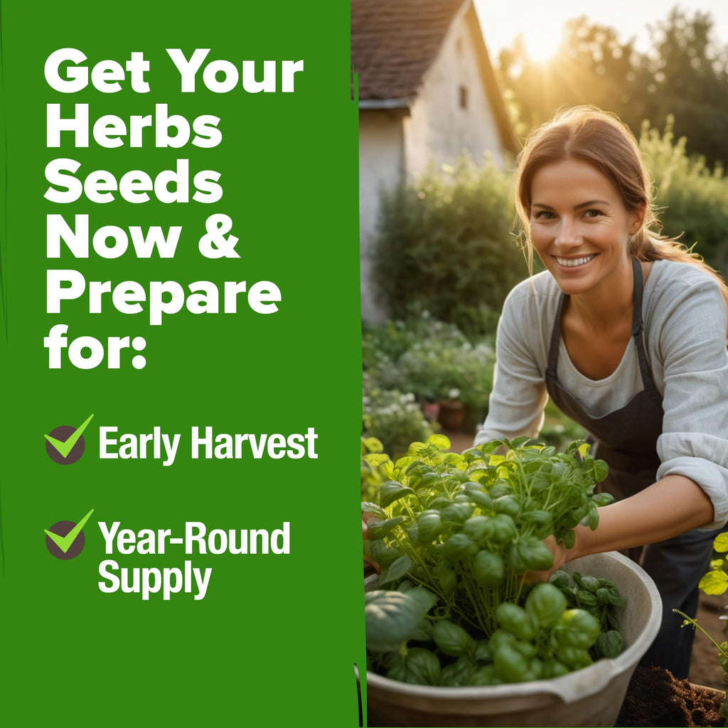 10 Culinary Herb Seed Vault - Heirloom and Non GMO - 3000+ Seeds for Planting for Outdoor or Indoor Herb Garden, Basil, Cilantro, Parsley, Chives, Thyme, Oregano, Dill, Marjoram, Mint, Tarragon