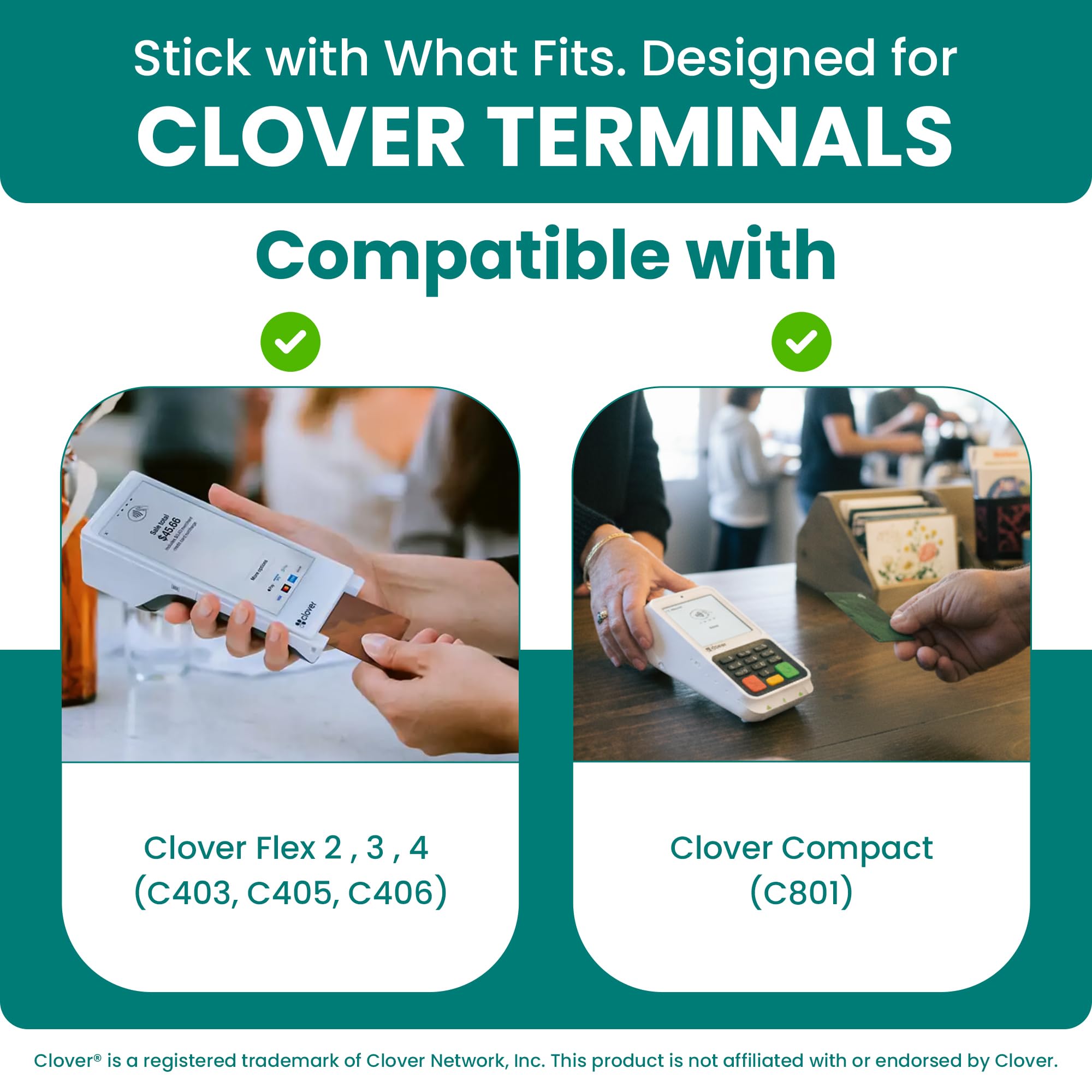 ReceiptPaperPro 2 1/4” x 74 ft Coreless Thermal Receipt Paper Rolls for Clover Flex, 20 Rolls
