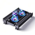 Adjustable Computer Tower Stand with Cooler Fan and Light, PC Stand for Floor, Mobile CPU Holder with 4 Caster Wheels Fits Most PC Tower, Under Desk CPU Holder for Office, Gamers and Students