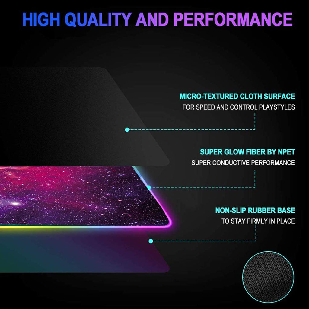 RGB Gaming Mouse Pad - HaiZR 80x30cm Large LED Glowing Keyboard Mouse Pad with 12 Light Modes, Non-Slip Rubber Extended Mousepad Mat for Keyboard,Laptop,Desktop