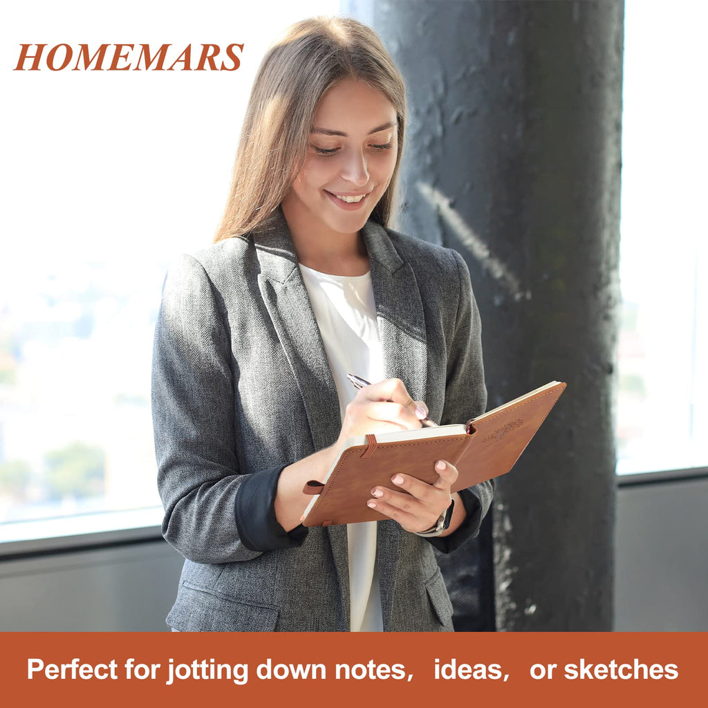 Notebooks, Notepad, Mini Notebook, 3 Pack with Pen,HOMEMARS Pocket Notebook, Lined Paper, 3.7" x 5.7"Leather, Brown, Green, Black, 192 Pages Each, Hardcover, Journal Notepad, Embossing Tree Design