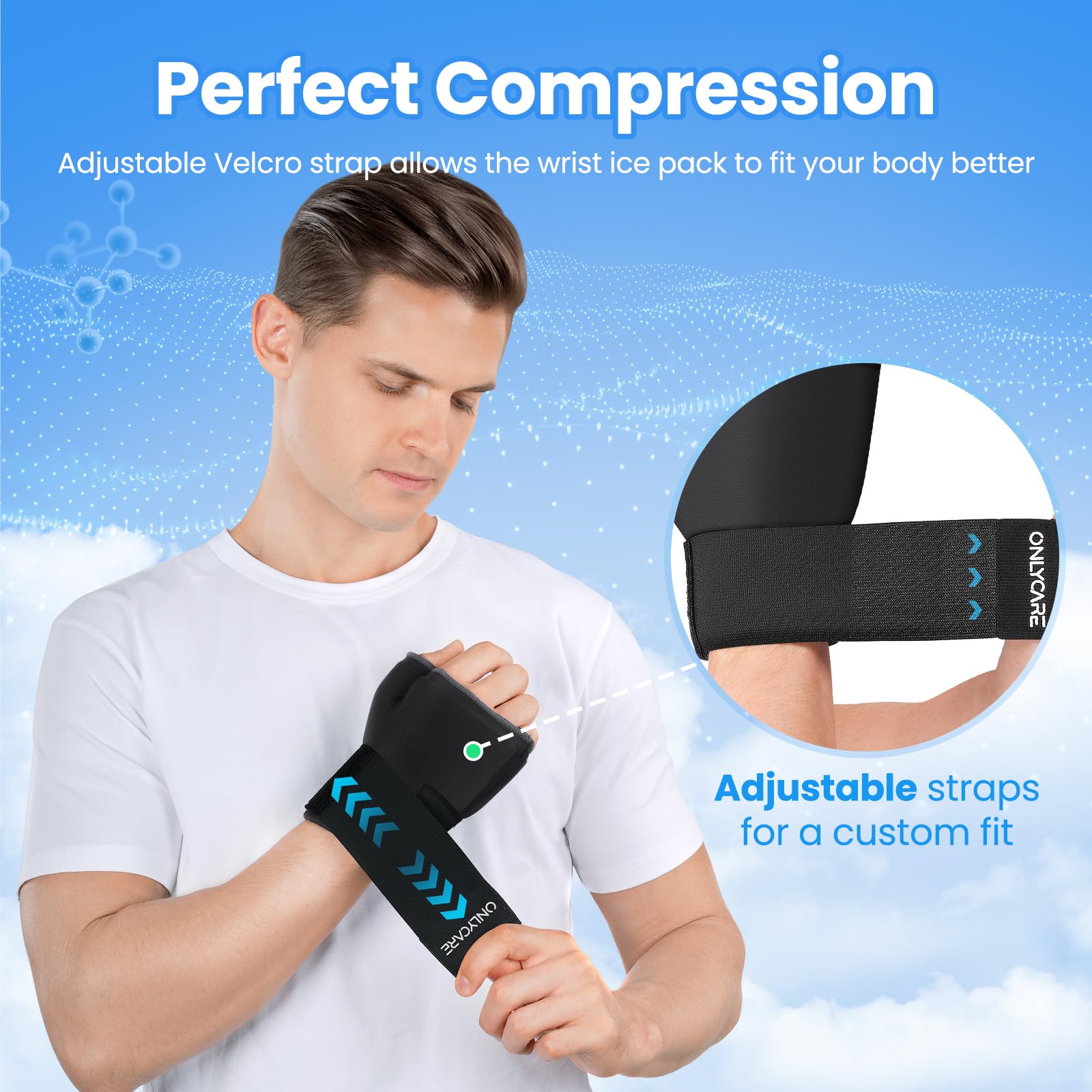 ONLYCARE Wrist Ice Pack Wrap for Carpal Tunnel Relief, Soft Gel Hot Cold Therapy Wrist Brace, Hand & Thumb Freeze Sleeve for Hand Injuries, Achilles Tendonitis, Tenosynovitis