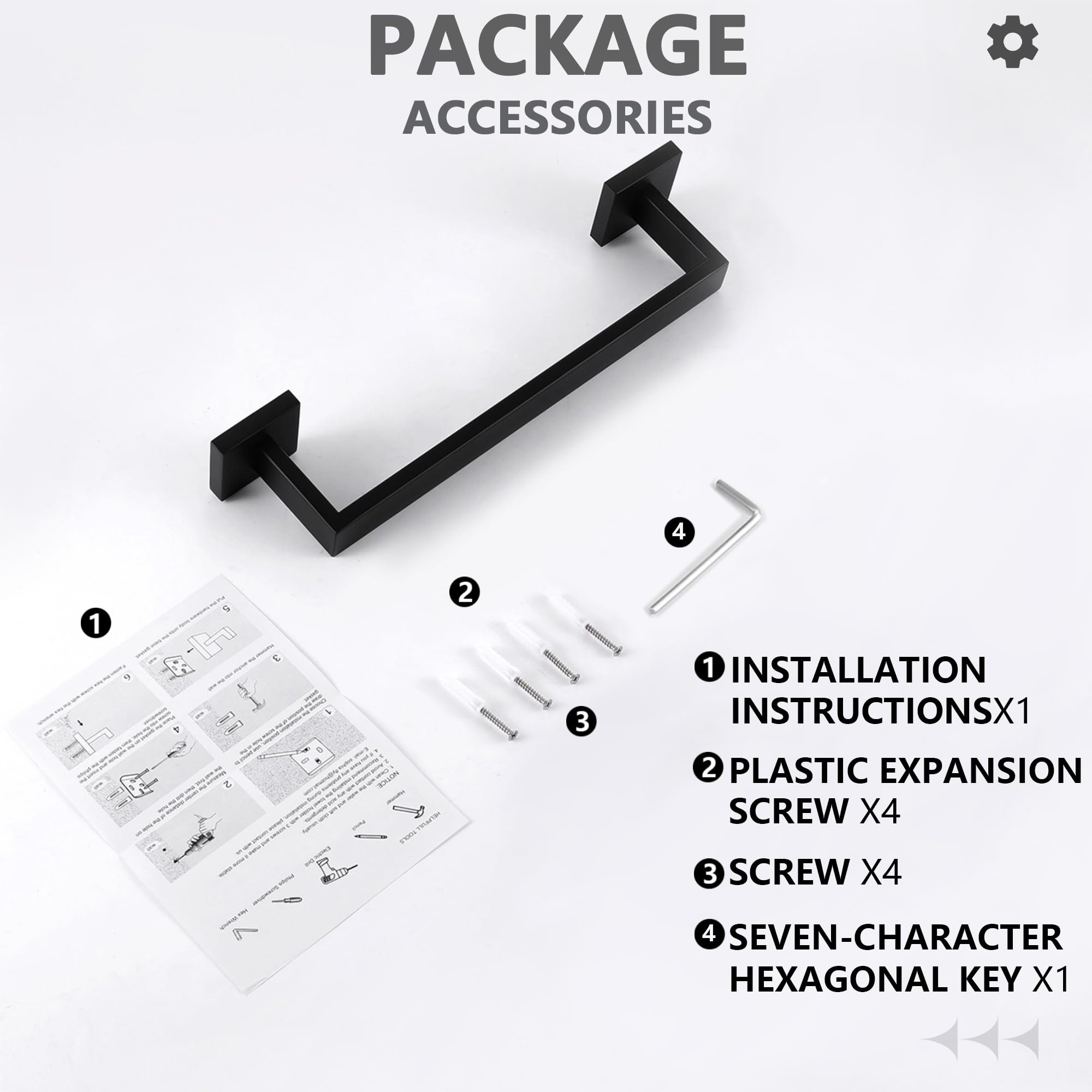 LANC 12-Inche Towel Bars for Bathroom WTotal Mounted Matte Black Bath Towel Ring Stainless Steel Total-14” Towel Rails for Kitchen Hand Towel Holder Racks Hanger Rods, A8804MB-3P1