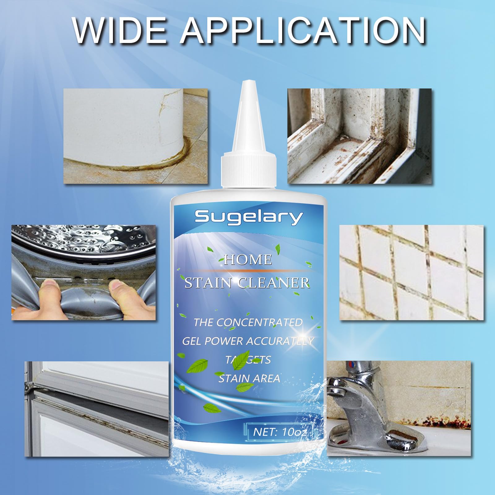 Mould Stains Cleaning Gel, Washing Machine Cleaner for Front Loader Seal, All-Purpose Gel for Bathroom Grout, Sink, Shower, Caulk, Front Load Washer Cleaning Solution-10 fl oz