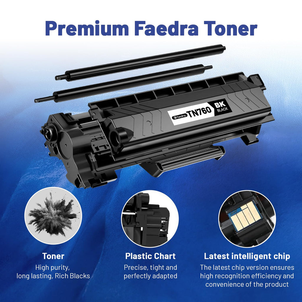 (with Chip) Compatible Toner Cartridges for Brother TN760 TN 760 TN-760 TN730 Toner Replacement for DCP-L2550DW HL-L2390DW MFC-L2710DW HL-L2370DW MFC-L2750DW HL-L2390DW HL-L2350DW Toner, 2-Pack