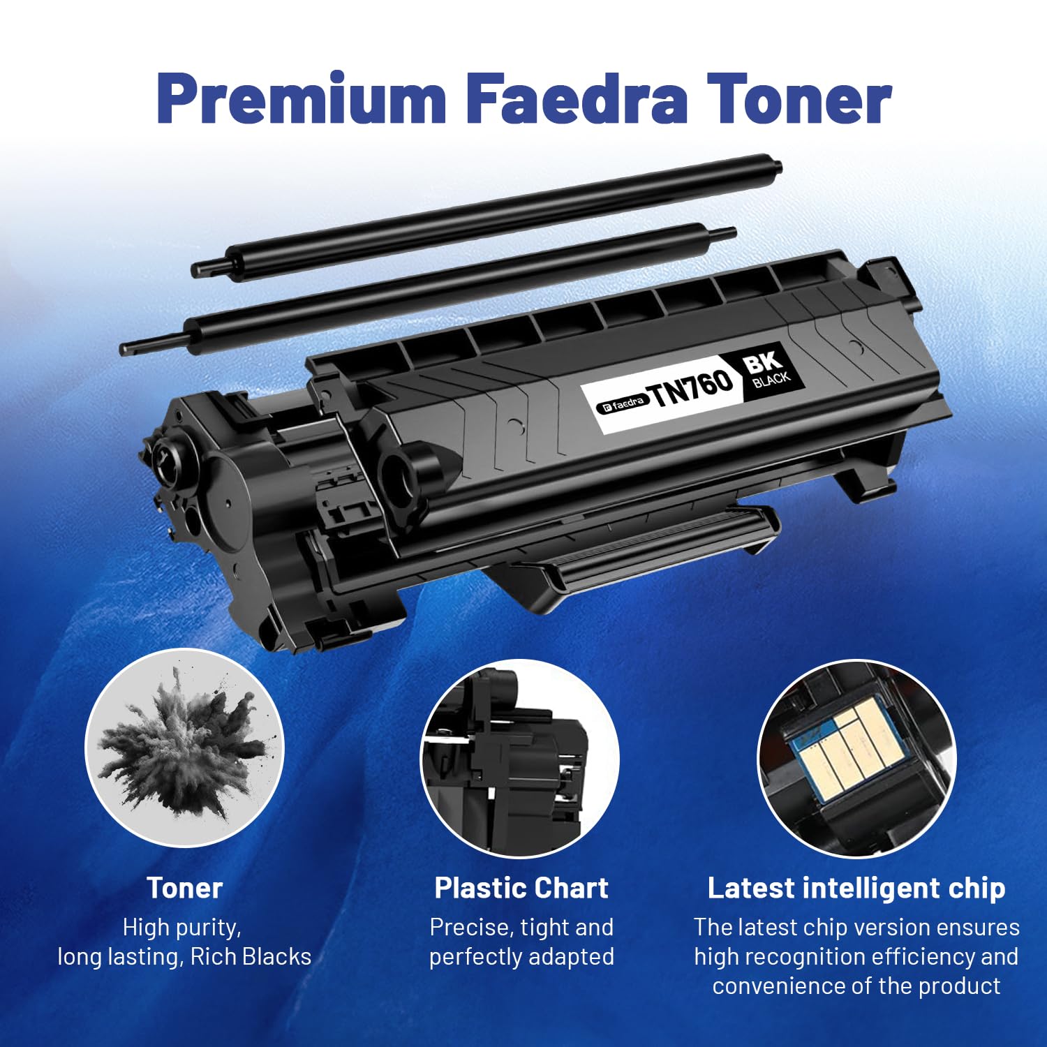 (with Chip) Compatible Toner Cartridges for Brother TN760 TN 760 TN-760 TN730 Toner Replacement for DCP-L2550DW HL-L2390DW MFC-L2710DW HL-L2370DW MFC-L2750DW HL-L2390DW HL-L2350DW Toner, 2-Pack
