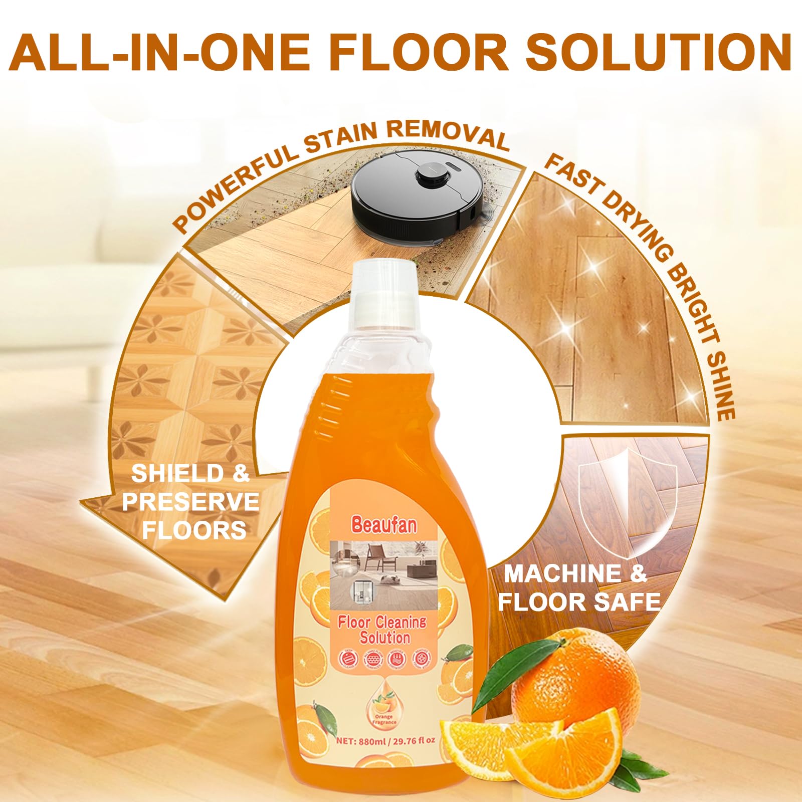Concentrated Floor Cleaning Solution for All Robot Vaccum and Mop, Wet Dry Vacuums Compatible with Eufy, Roborock, Roomba, Tineco, Shark, 29.76 fl oz Dilution Ratio 1:200 Same Ratio as Original