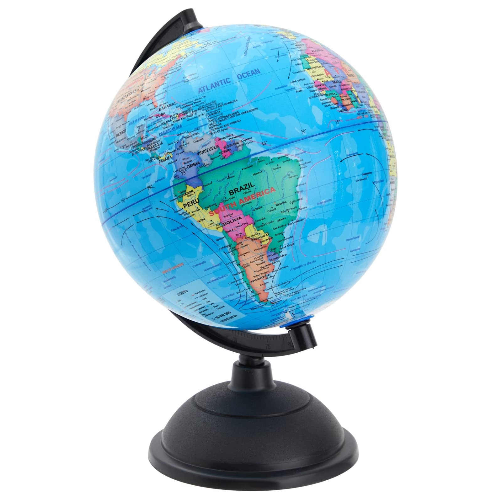 Rotating World Globe with Stand for Kids Learning, 8-inch Spinning Earth Globe for Classroom Geography Education