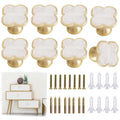 BEANPRECOY 8 Pcs Clover Four-Leaf Cabinet Knobs, Cabinet Drawer Pulls Cabinet Knobs, Zinc Alloy Single Hole Door Handle for Dresser, Wardrobe, Cupboard (White)