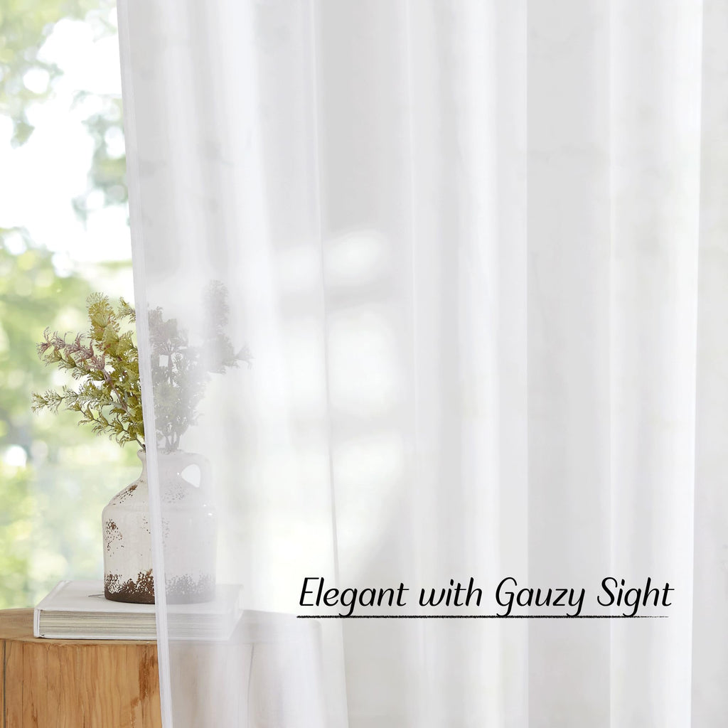 NICETOWN White Sheer Curtains 84 inches Long with Eyelet, Sheers Window Curtains 2 Panels Privacy Light Filtering Voile Grommet Top Drapes for Living Room/Hotel Rideaux (2 Pcs, 54 Wide, White)