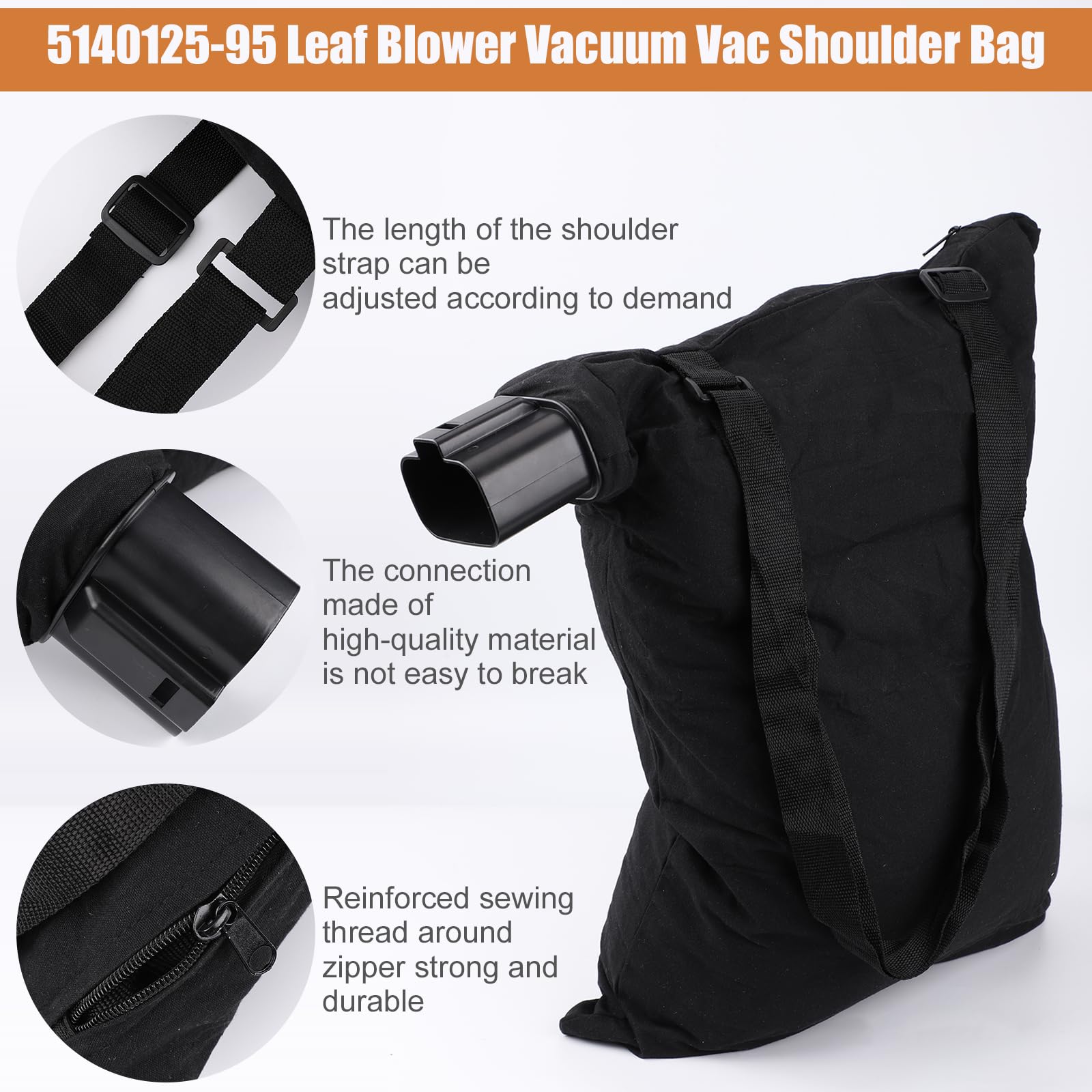 Leaf Blower Vacuum Bag, High Capacity Leaf Blower Collection Bag, 5140117-99, 5140125-95 Leaf Blower Vacuum Vac Shoulder Bag, Leaf Blower Bag Compatible with Black & Decker BV3100/BV2900