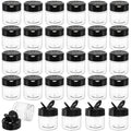 Foraineam 30 Pack Clear Plastic Jars 4 oz Mini Seasoning Bottles Spice Jars with Black Flip Cap to Pour Or Shaker, Round Food Safe Storage Containers with Lids for Spice Powders Cosmetics Crafts