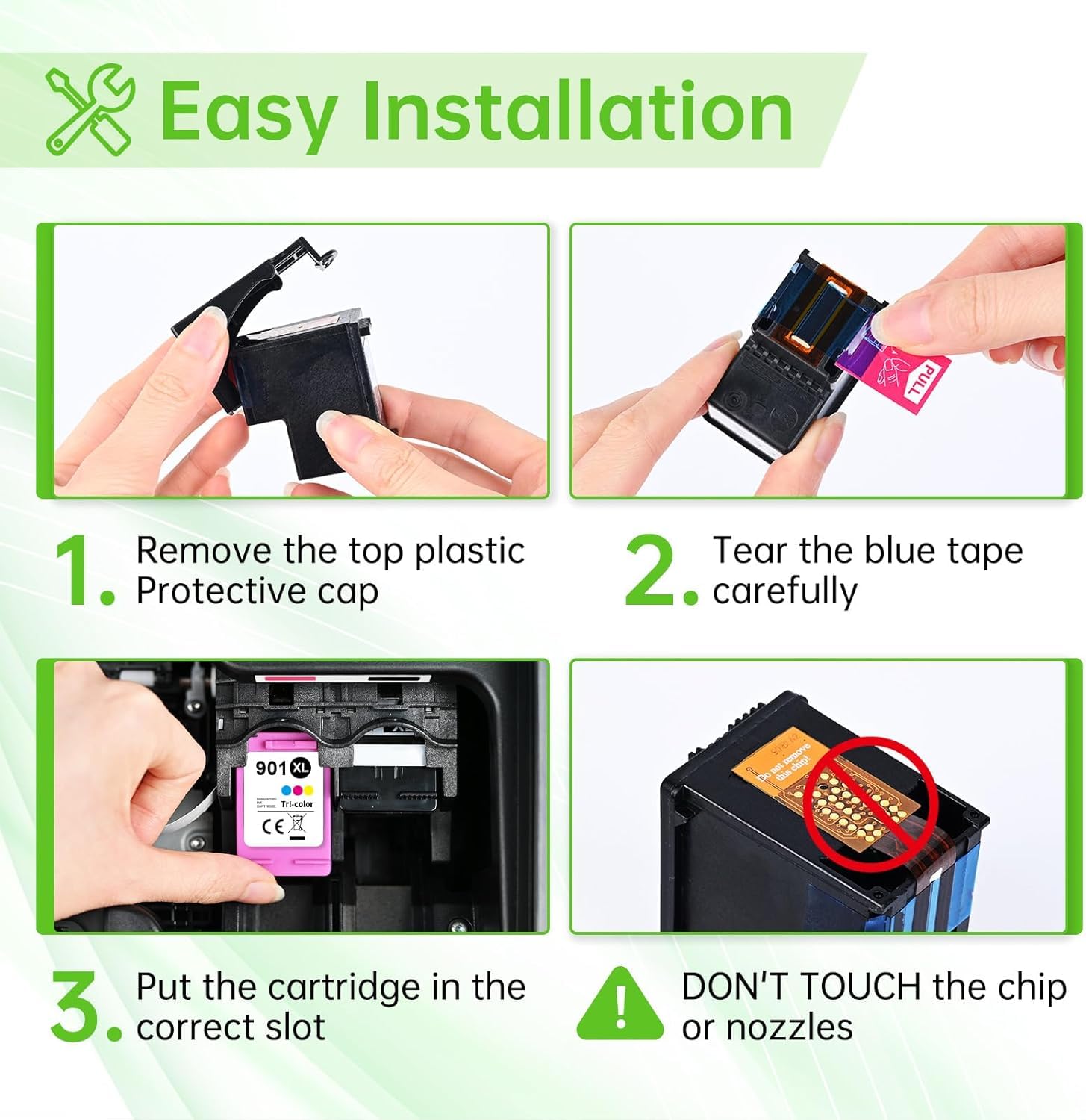 DNART 67XL Ink Cartridges Black/Color Combo Pack Compatible for HP 67 Ink Cartridges Work for Deskjet 2827e 4155e Envy 6455e 6055e 6000 2855e 4255e 2842e 4255e Printer