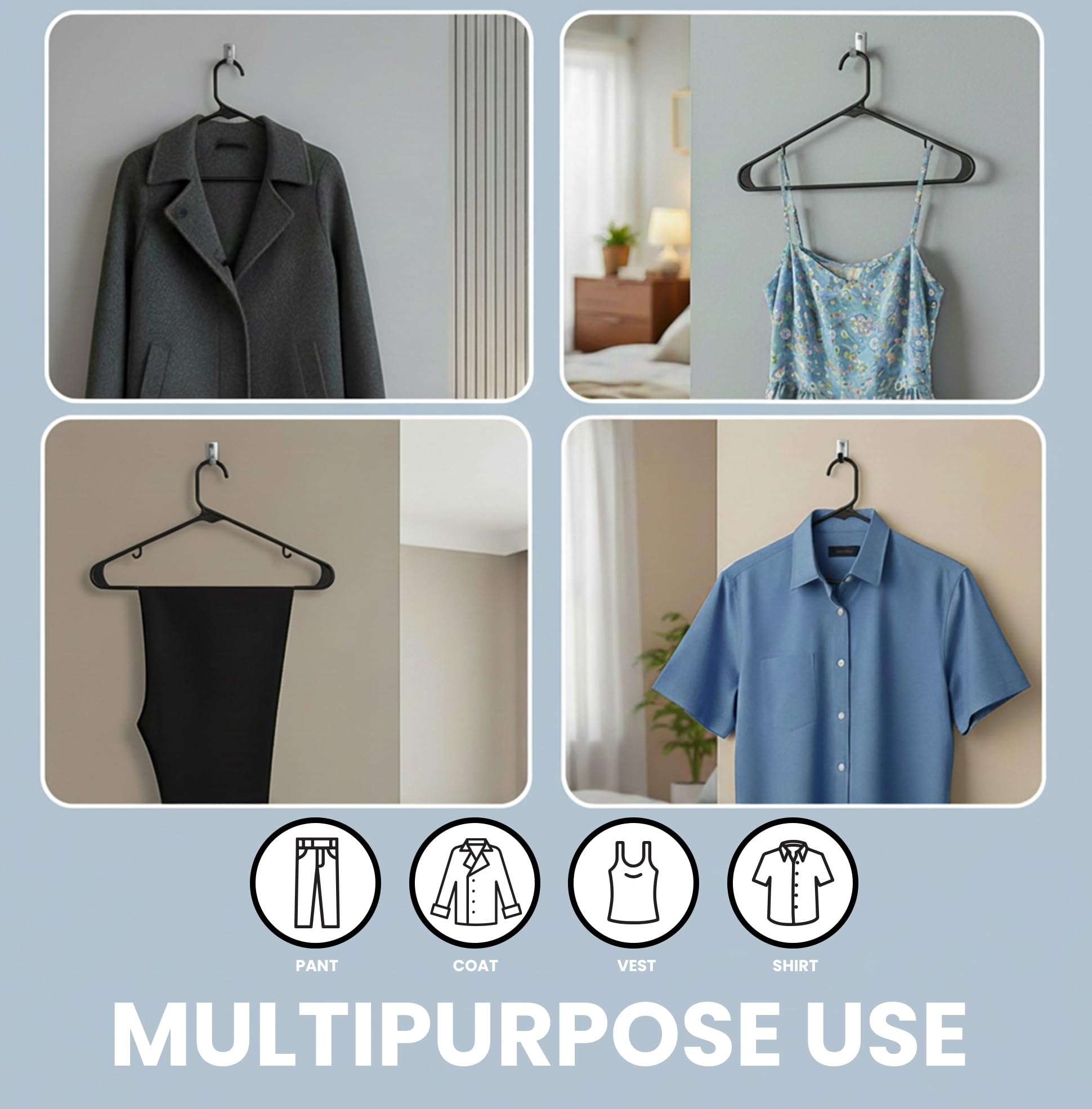 Utopia Home Plastic Hanger, 50 Pack, Black Clothes Hangers with Hooks, Durable Heavy Duty Coat Hangers for Shirts, Pants, Skirts, Jackets, Blouses, Dresses, and Everyday Closet Organization