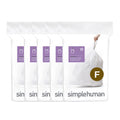 simplehuman Code F 100 Count, Dispenser Pack Custom Fit Liners, Drawstring Trash Bags, 25-30L / 6.6-9 Gallons, White