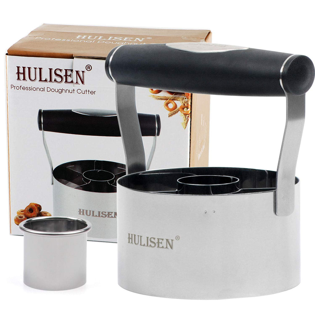 HULISEN Donut Cutter, Round Doughnut Cutter with Soft Grip Handle, Bonus Small Biscuit Cutter, Professional Baking Dough Tools