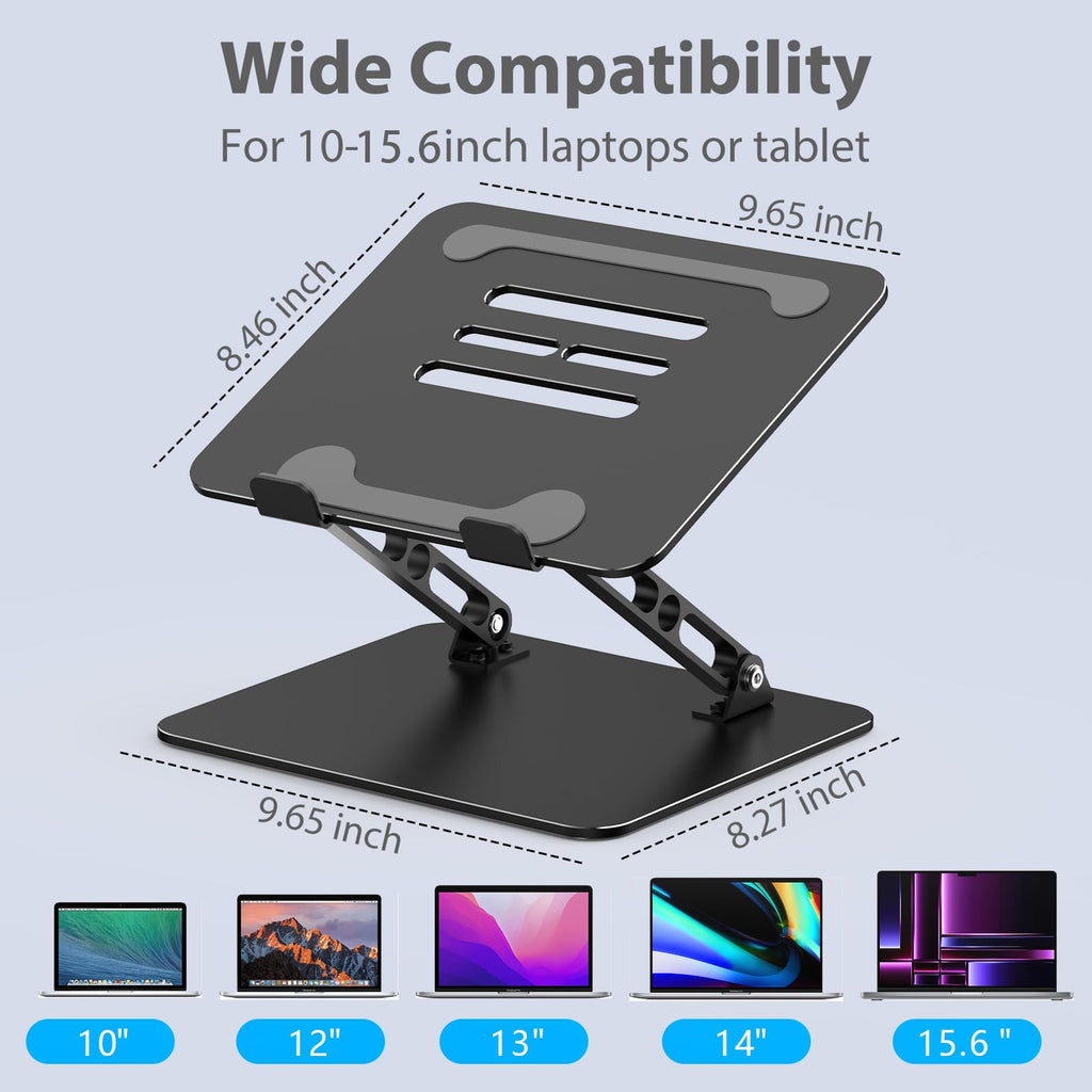 Gogoonike Adjustable Laptop Stand for Desk, Metal Foldable Laptop Riser, Portable Laptop Holder, Ventilated Cooling Computer Notebook Stand Compatible with 10-15.6” Laptops