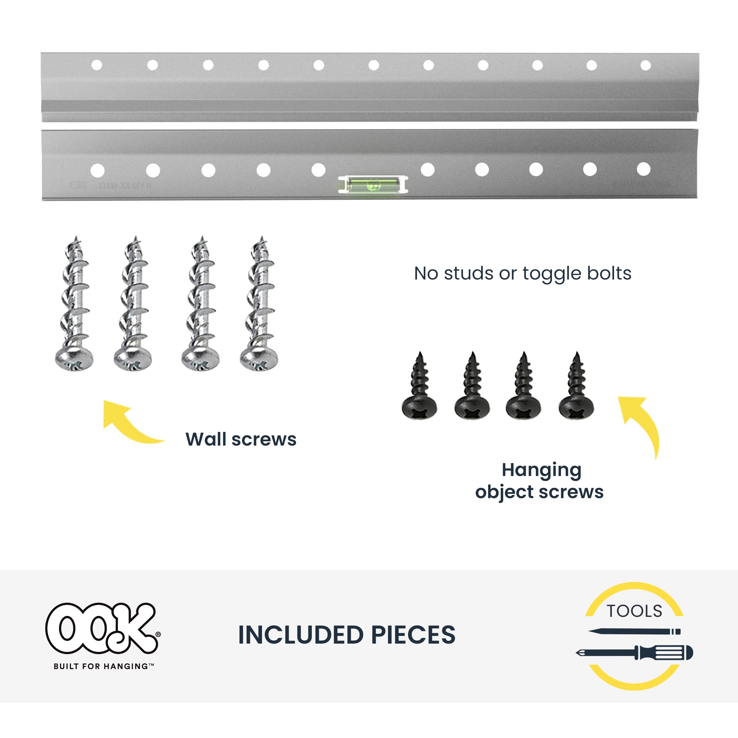 OOK 533208 French Cleat, Picture and Mirror Hanger with Hardware, 100lb, Aluminum (9 Piece)