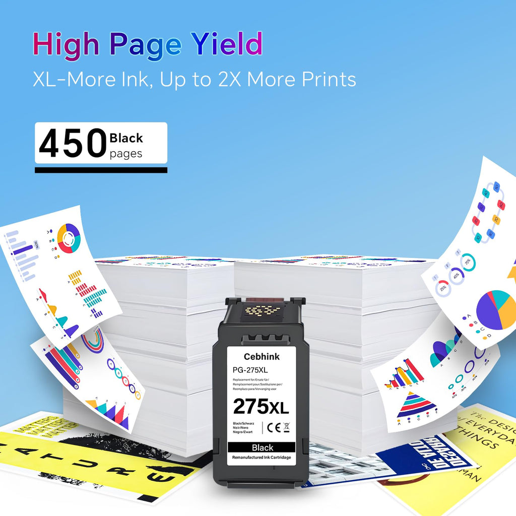 Aimery PG 275 Black Remanufactured for Canon 275 275XL Ink Cartridges PG-275 PG-275XL PG275 Encre Imprimante with Canon Pixma TS3720 TR4720 TR4725 TR4723 TR4722 TS3500 TS3520 TS3522 Printer 1-Black