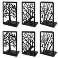 Cyrico Book Ends, 3 Pairs Metal Tree Bookend Holders for Shelves, Heavy Duty Organizer Decorative Book End Stoppers for Home Office School, 6.6 x 4.7 x 3.5 Inch, Black