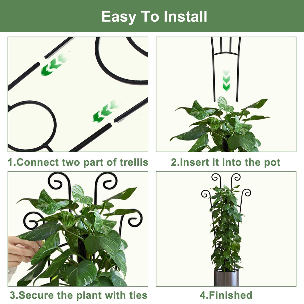 32.6in Monstera Plant Support Stakes for Indoor Plants, Metal Garden Plant Trellis for Climbing Plants, Pothos Vine Snake Climber Support，2P