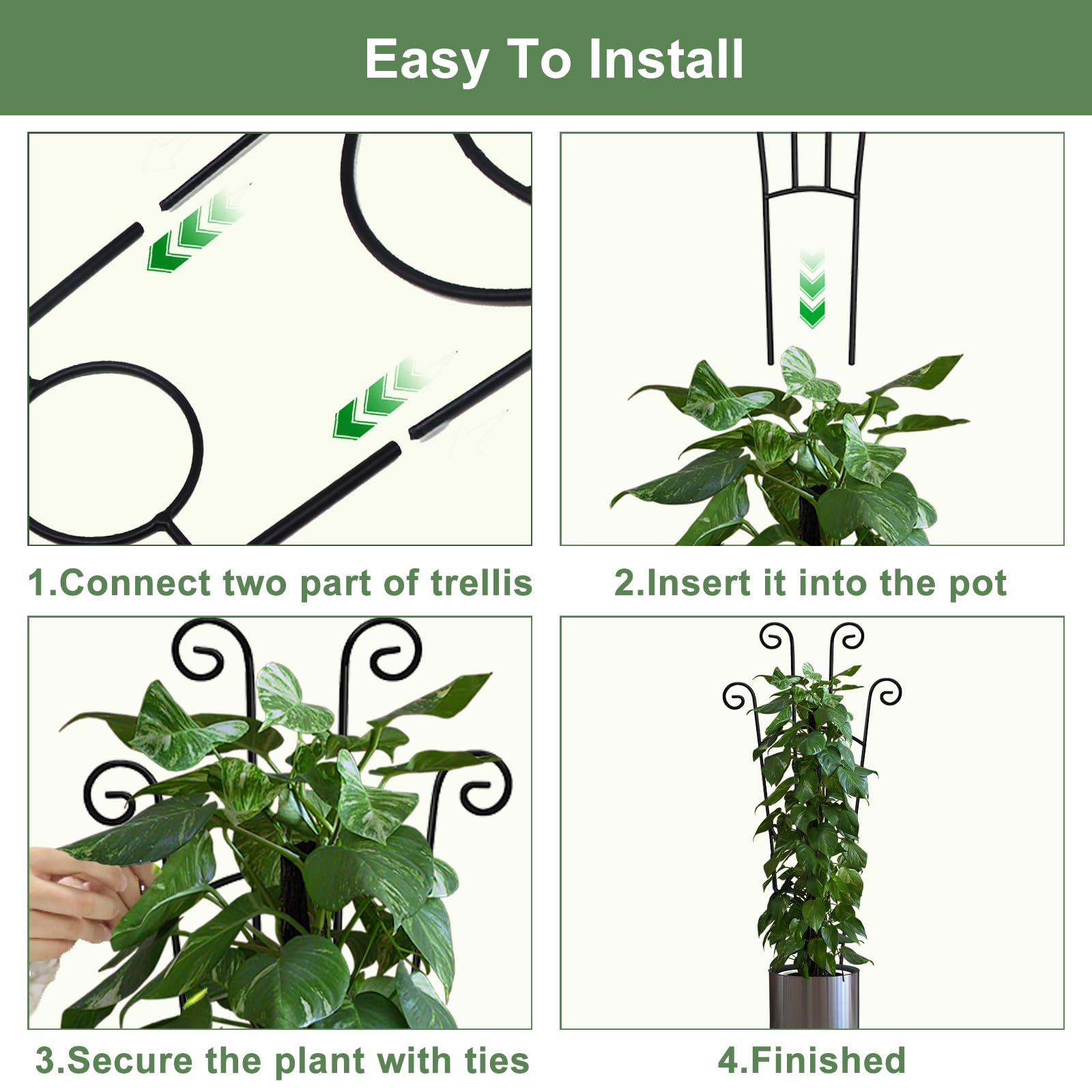 32.6in Monstera Plant Support Stakes for Indoor Plants, Metal Garden Plant Trellis for Climbing Plants, Pothos Vine Snake Climber Support，2P