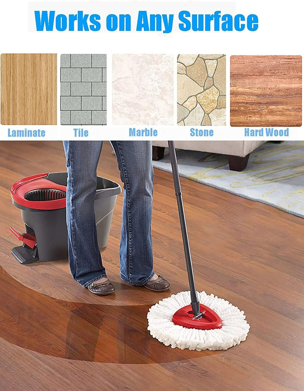4 Pack Spin Mop Head Replace for Vileda/O-Cedar EasyWring 1 Tank,Compatible with Vileda/Ocedar Triangle Swivel Mops Microfiber Swivel Mop Refill,Deep Clean (4 mop refills)