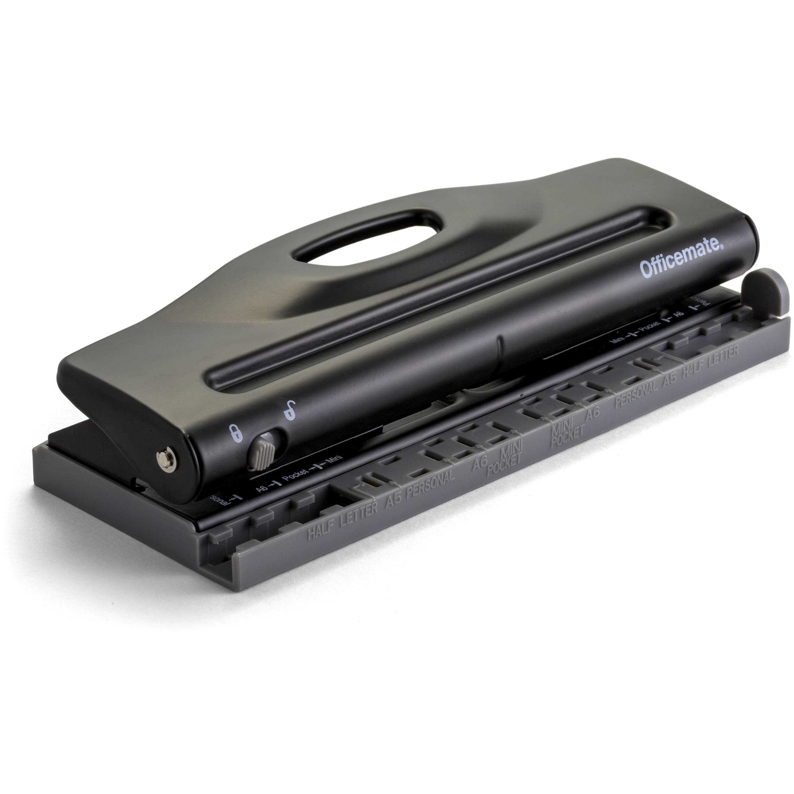 Officemate Adjustable 6-Hole Punch for Planners and Binders, 8 Sheet Capacity, Black (90160)