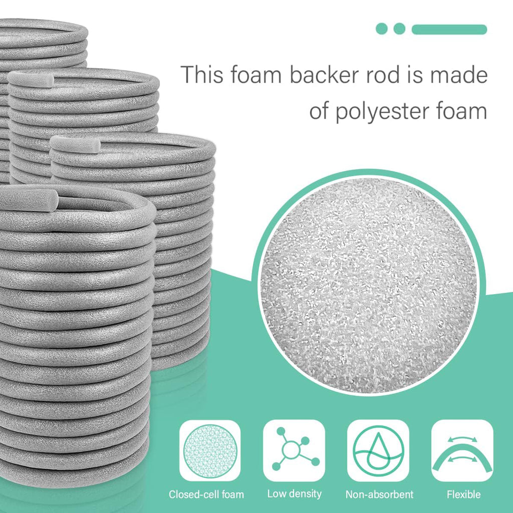 Backer Rod Foam Caulk Saver for Gap and Joint Concrete Filling Gray (1/2" Diameter x 32' Length)