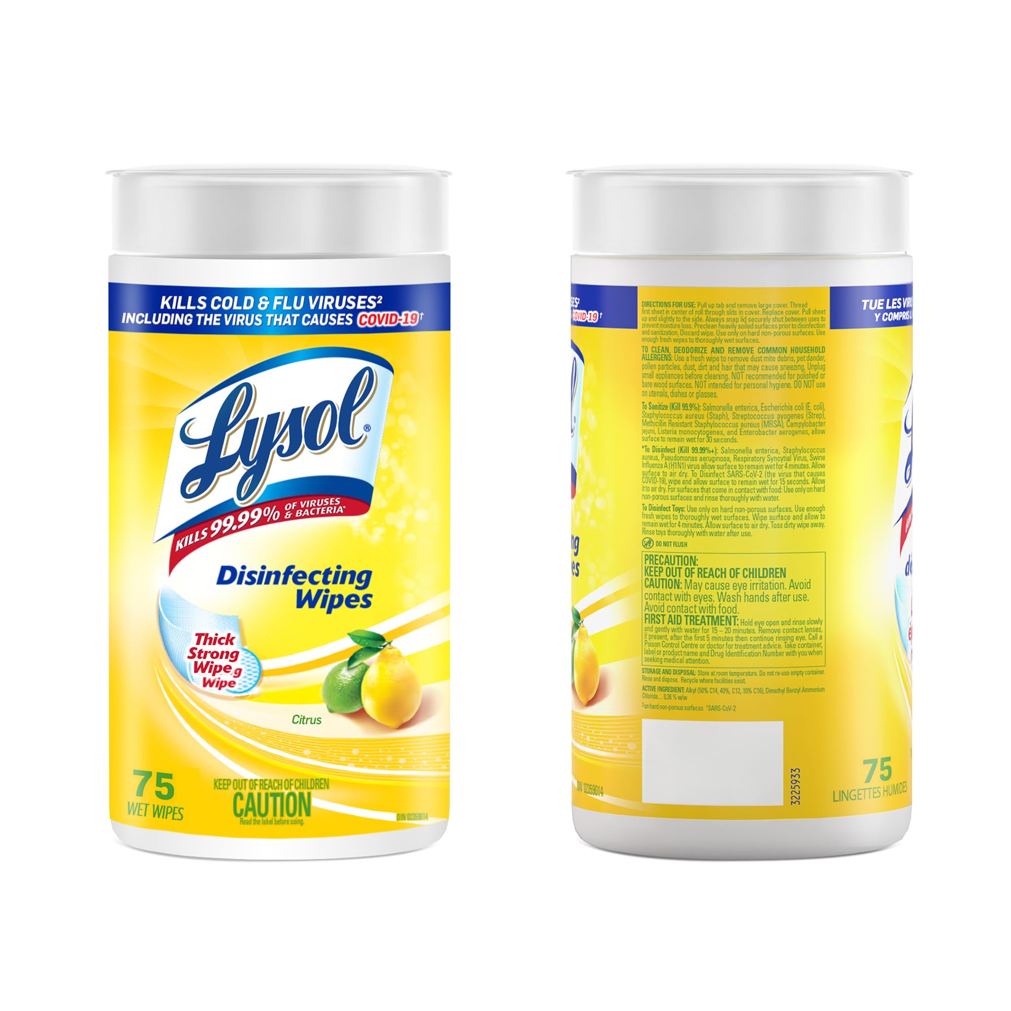 Lysol Disinfecting Wipes, Thick Cleaning Wipes with Micro Pocket Design for Home & Electronics, Kills 99.9% of Germs, Removes Allergens, Citrus Scent, 6 x 75 Count (450 Total Wipes)