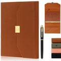MIAOKE Luxury Notebook Journal for Work, Hardcover Leather Journal for Women Men, 6 Hole Loose-leaf Refillable Folio Notebook with Pen, Pocket and Magnetic Closure for Daily Writing