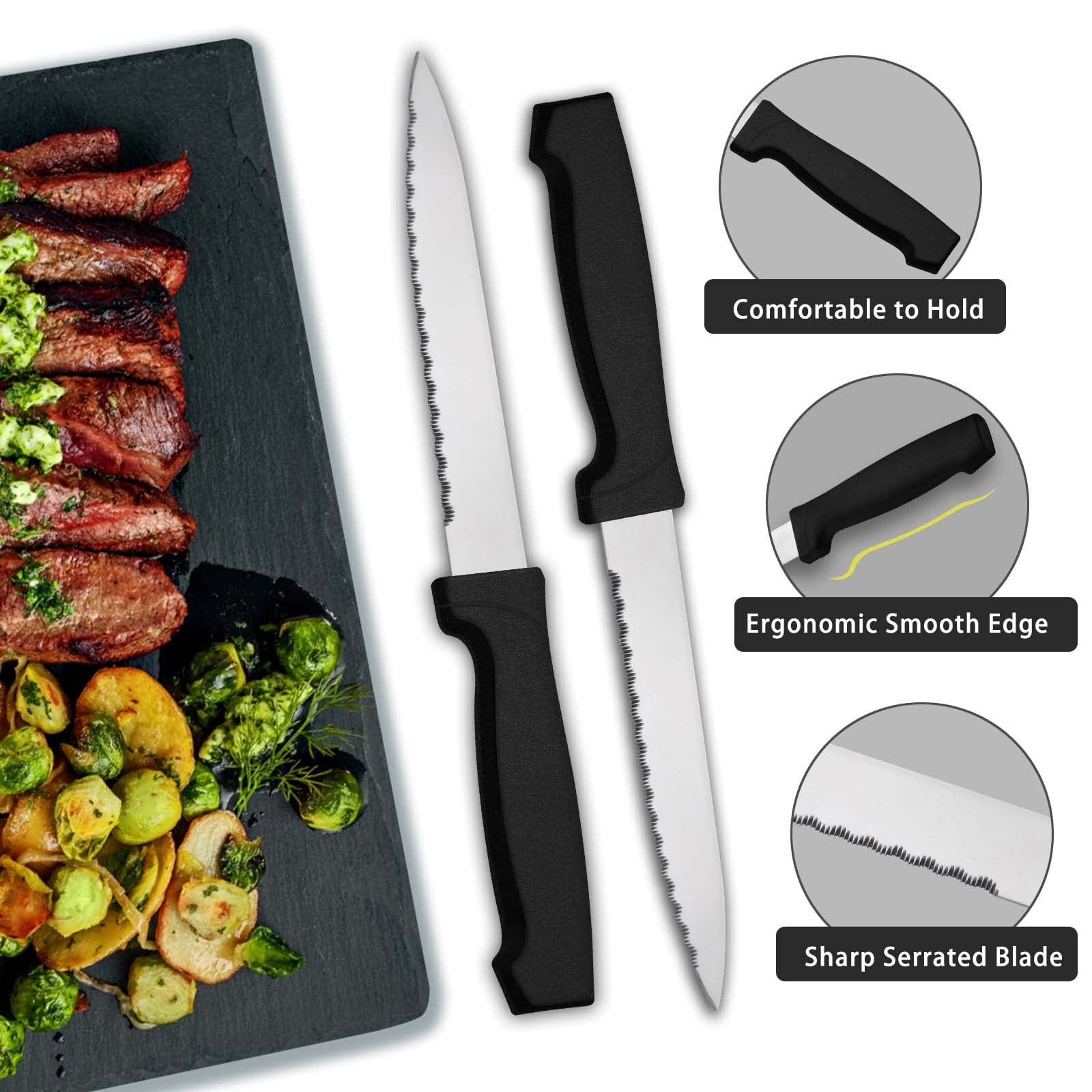 Pleafind 48-Pcs Silverware Set for 8, Flatware Set with Steak Knives, Stainless Steel Cutlery Set, Include Forks Spoons and Knives Set, Dishwasher Safe Utensil Sets for Home Restaurant