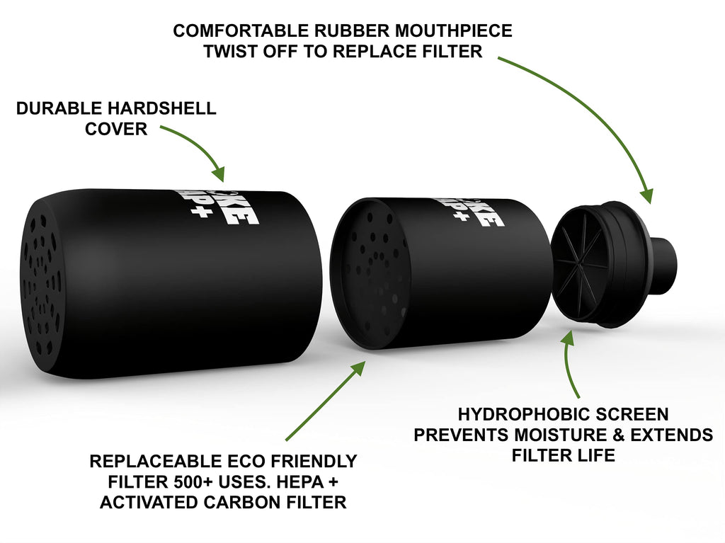 Smoke Trap + | Personal Air Filter (Sploof) - ECO Replaceable Filters - Long Lasting Smoke Filter 500+ Uses With Easy Exhale - Filters Have Zero Plastic Waste - (Black)