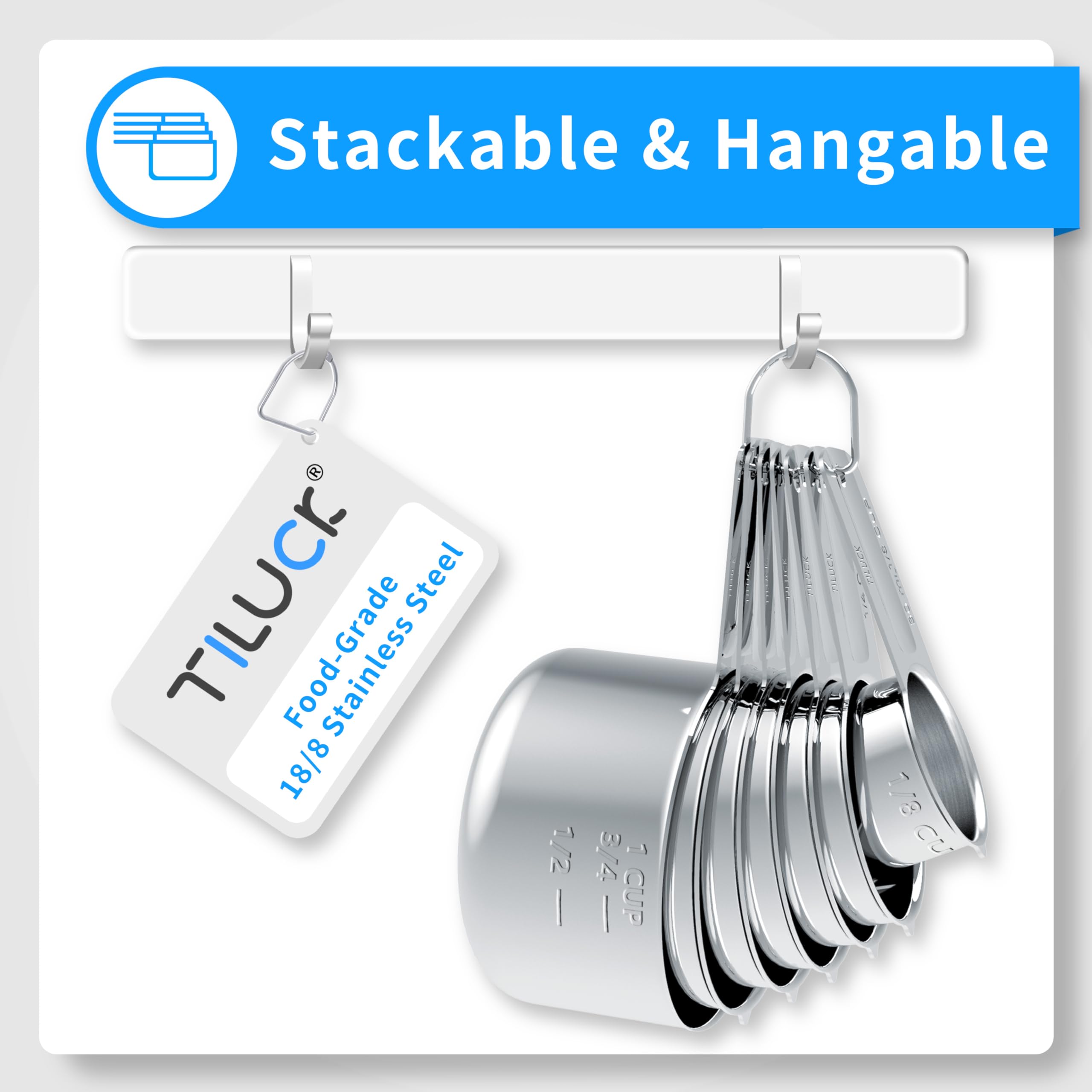 TILUCK Stainless Steel Measuring Cups & Spoons Set, Cups and Spoons,Kitchen Gadgets for Cooking & Baking (13)
