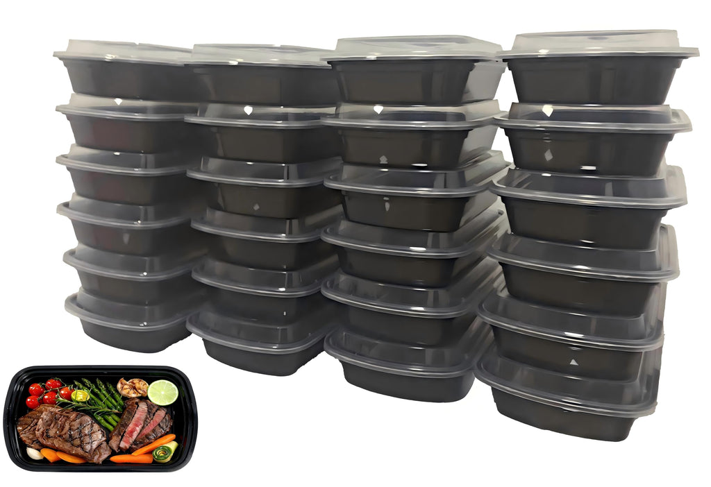 25pack 28oz Plastic Meal prep containers w/lid,Food prep containers, Take Out containers,Reusable Lunch Box,Microwave and Freezer Safe