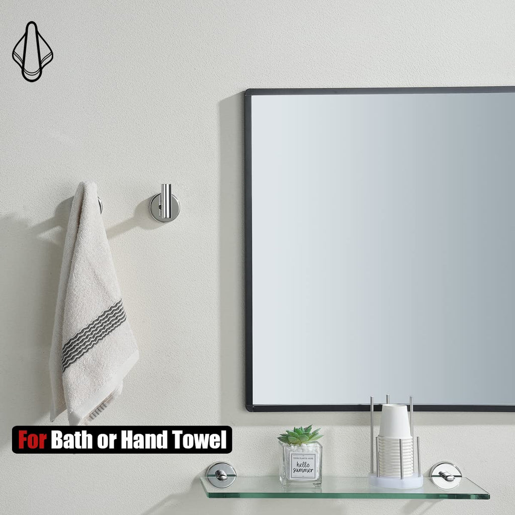 JQK Chrome Bathroom Towel Hook, 304 Stainless Steel Coat Robe Clothes Hook for Bathroom Kitchen Garage Wall Mounted (Pack of 2), TH100-CH-P2